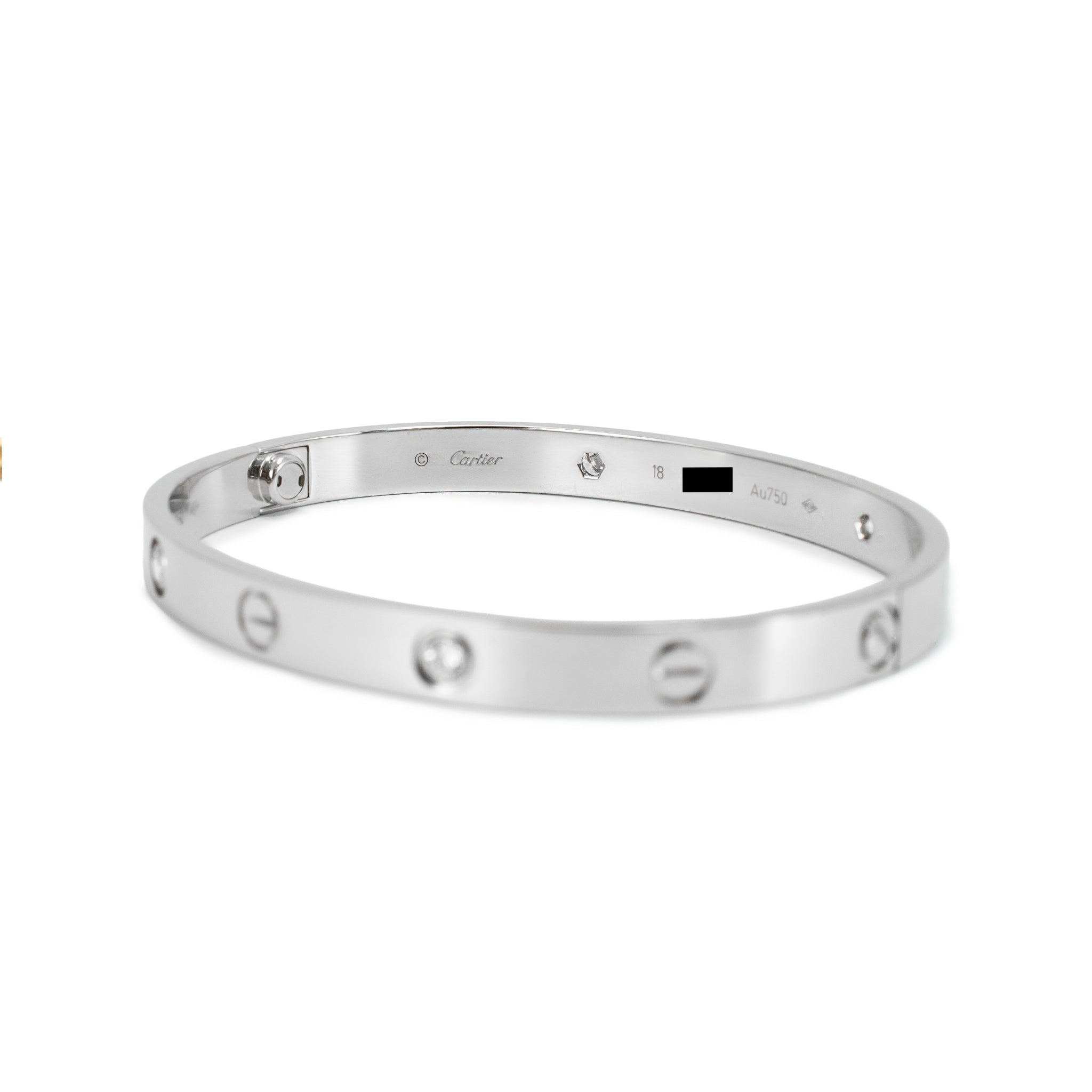 Cartier Love Classic Model 4 Diamonds 18K White Gold Iconic Bangle Bracelet