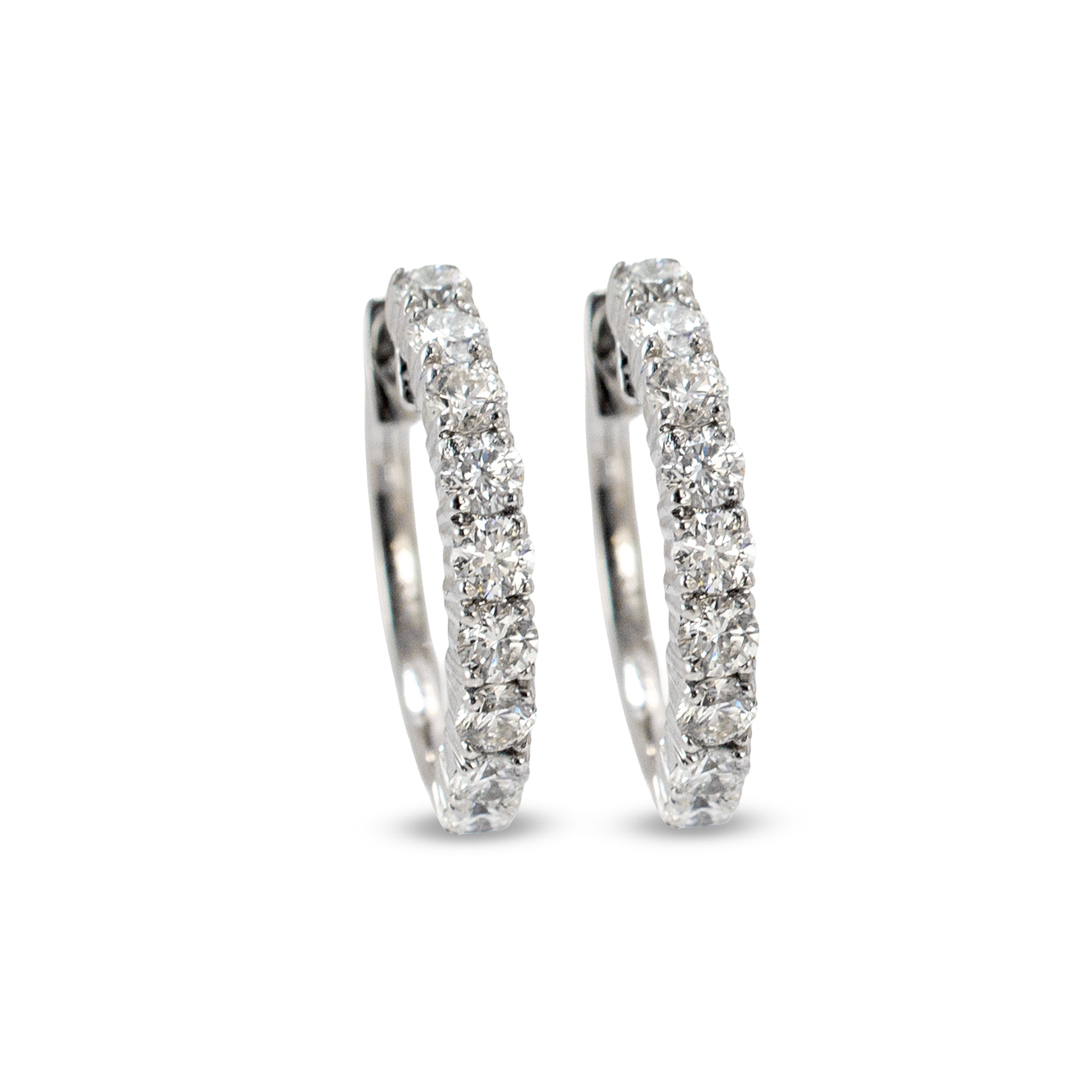 Ladies 14K White Gold 0.97ct Lab Grown Diamond Hoops Earrings