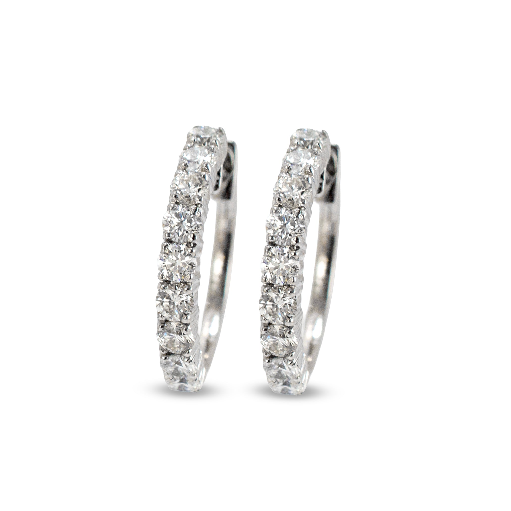 Ladies 14K White Gold 0.97ct Lab Grown Diamond Hoops Earrings