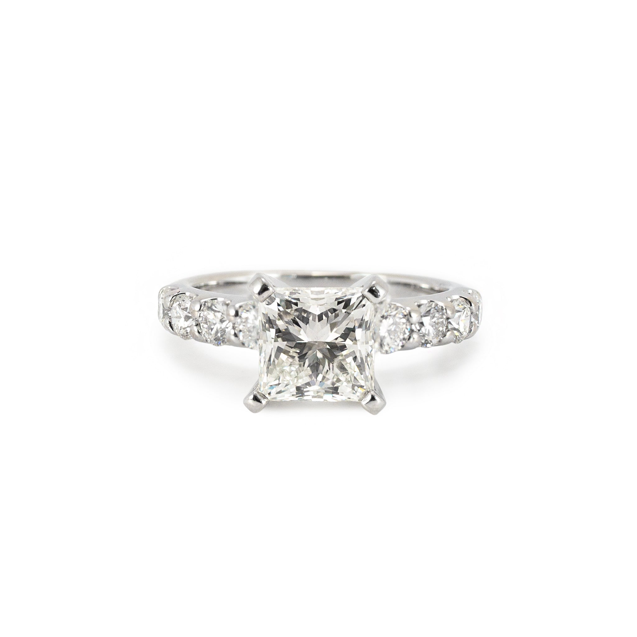 Platinum 18K White Gold Igi 1.58ct Princess Lab Grown Diamond Engagement Ring
