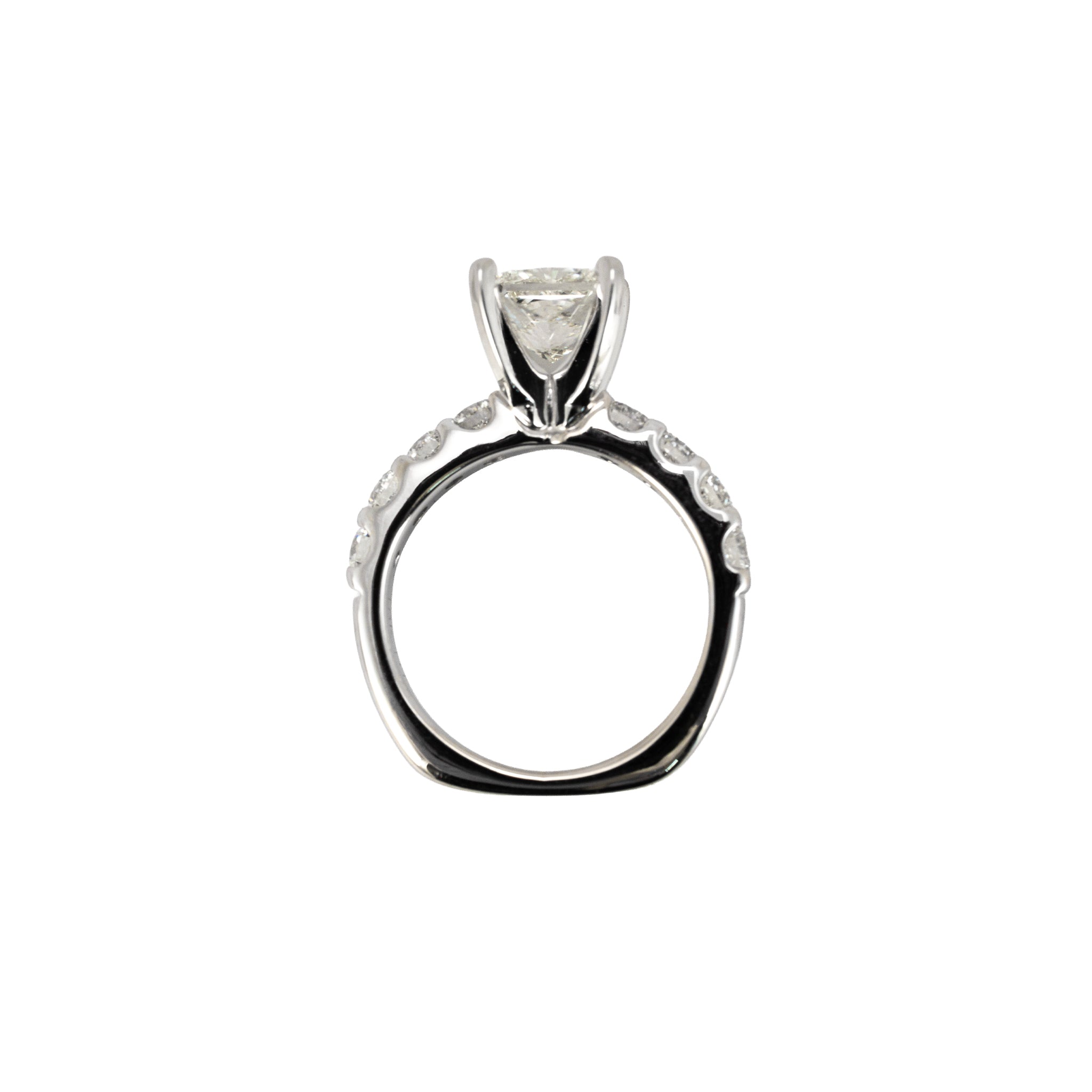 Platinum 18K White Gold Igi 1.58ct Princess Lab Grown Diamond Engagement Ring