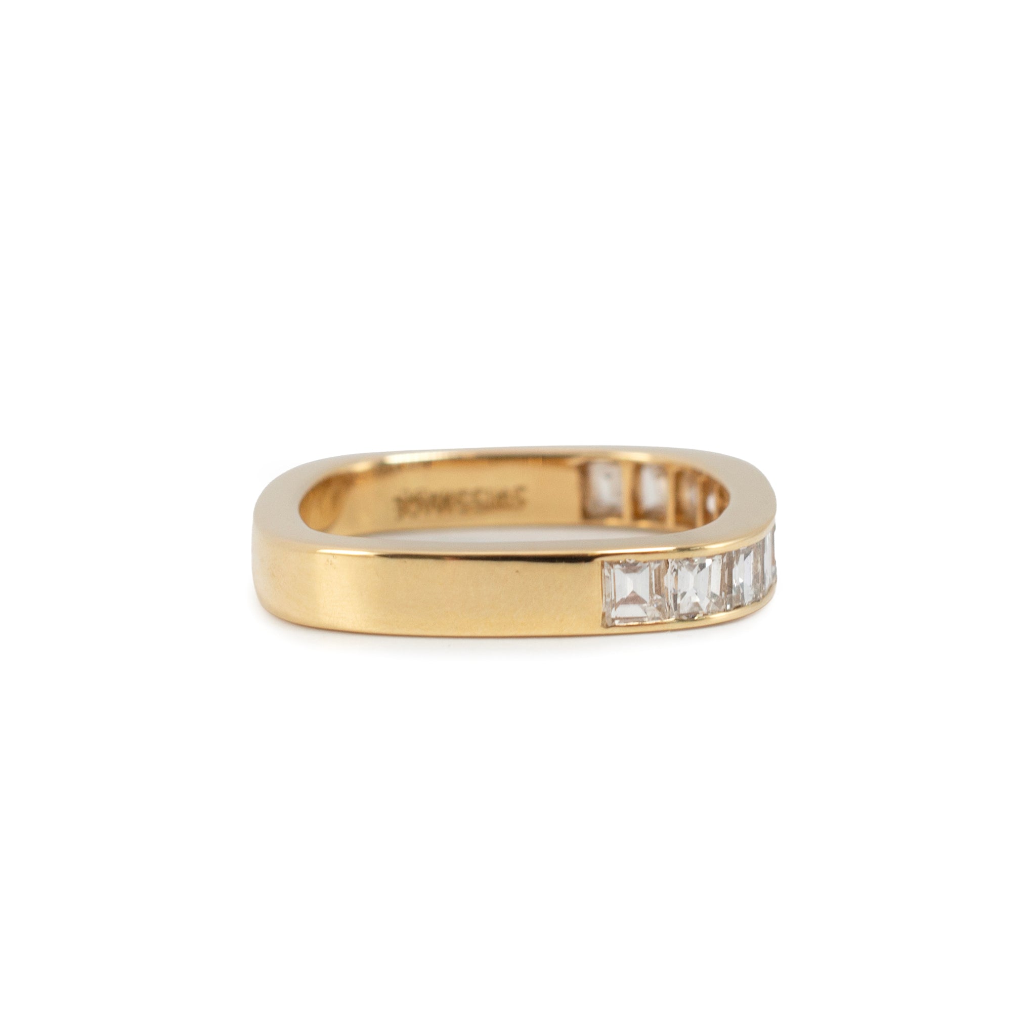 Vintage Swiss 18K Yellow Gold 1.12ct Square Cut Baguettes Diamonds Band Ring