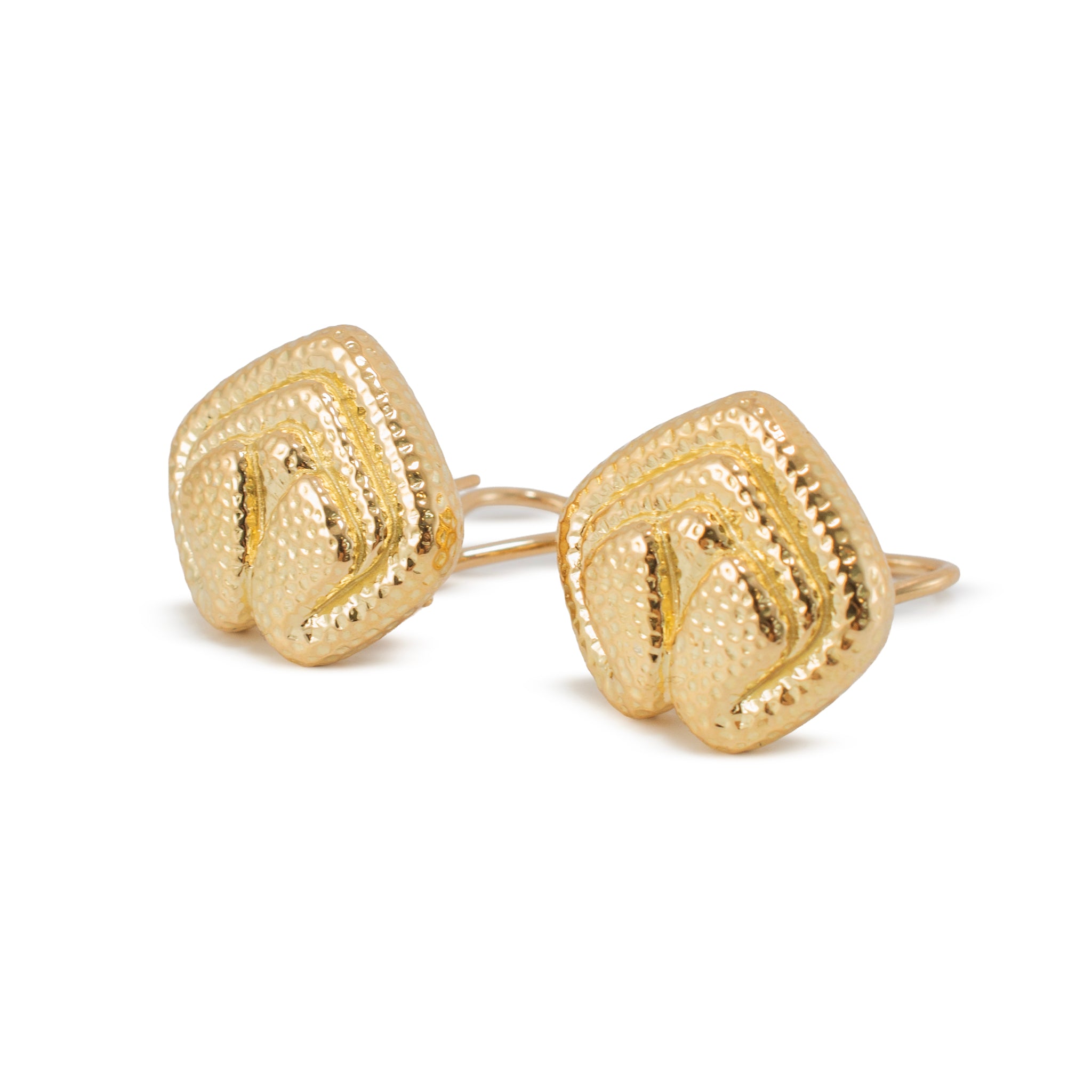 Vintage David Webb 18K Yellow Gold Hammered Clip on Earrings