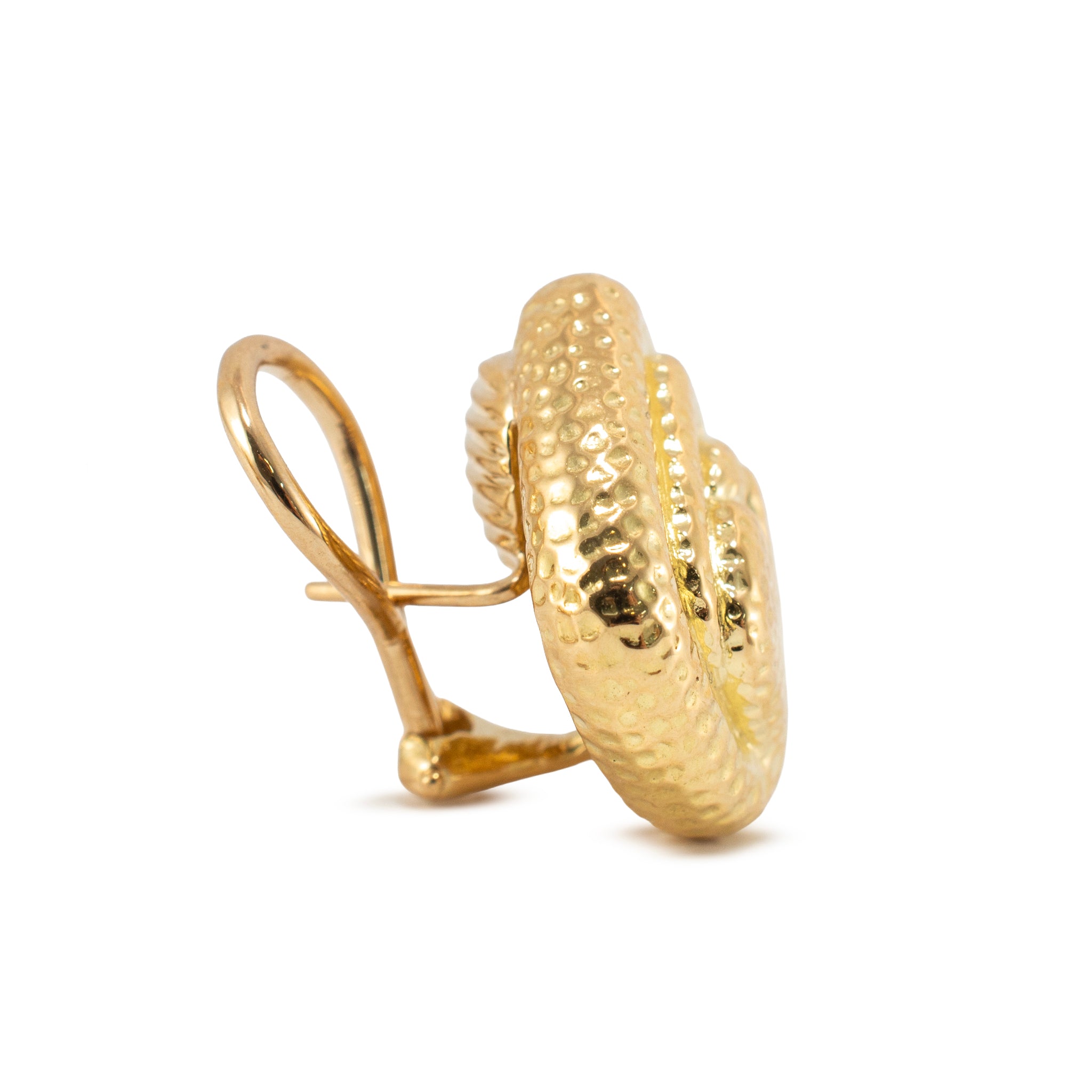 Vintage David Webb 18K Yellow Gold Hammered Clip on Earrings