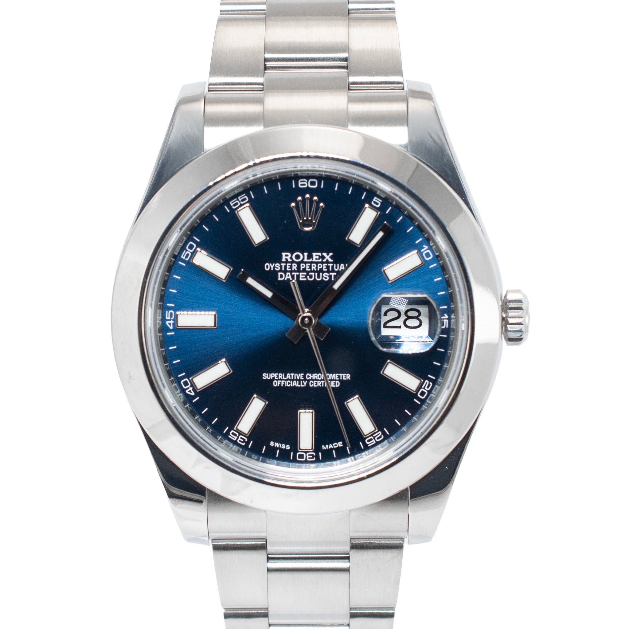 Rolex Datejust 41MM 116300 Blue Dial Smooth Bezel Oyster Stainless Steel Watch