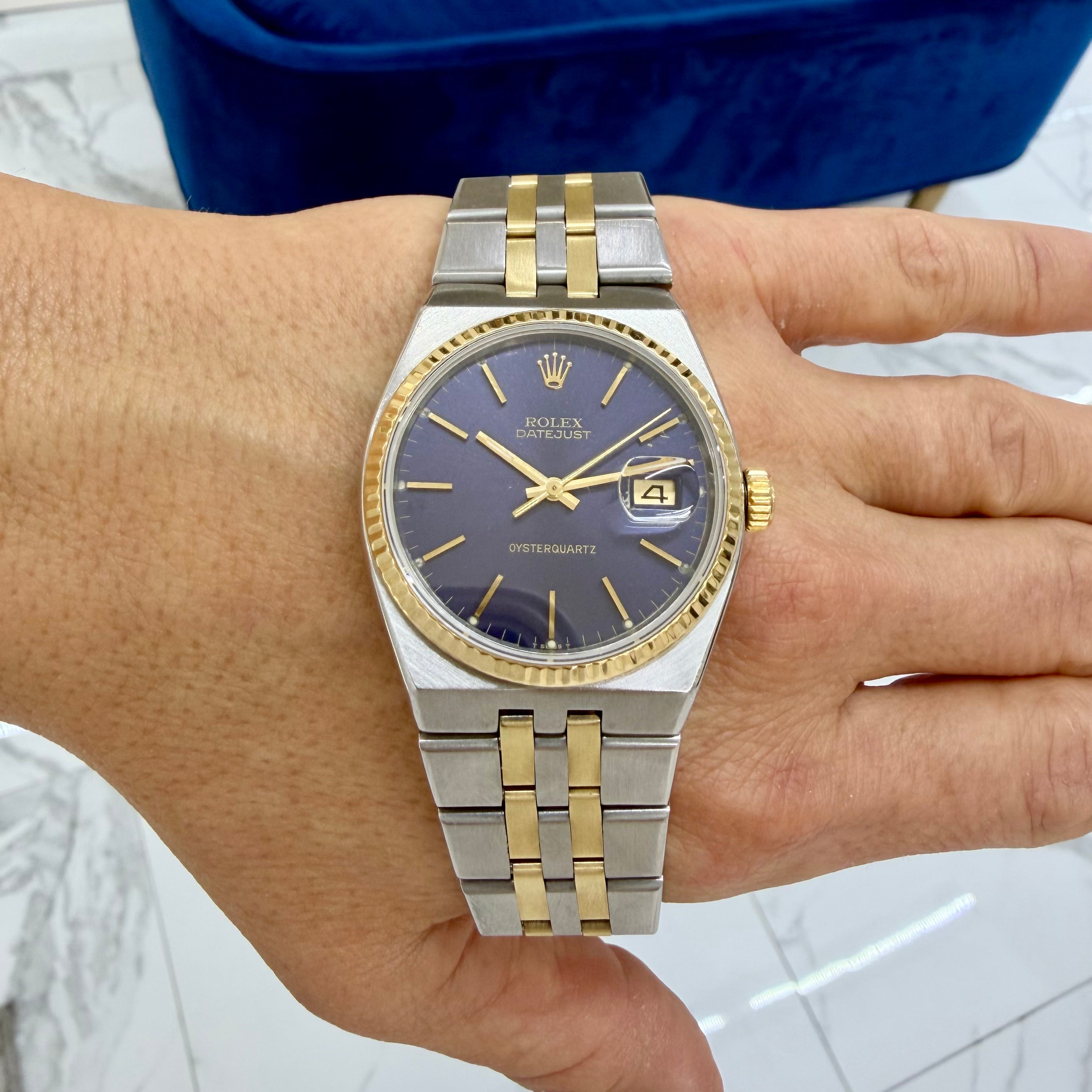 Vintage 1978 Rolex Oysterquartz Datejust 36MM 17013 Gold Steel Two Tone Watch