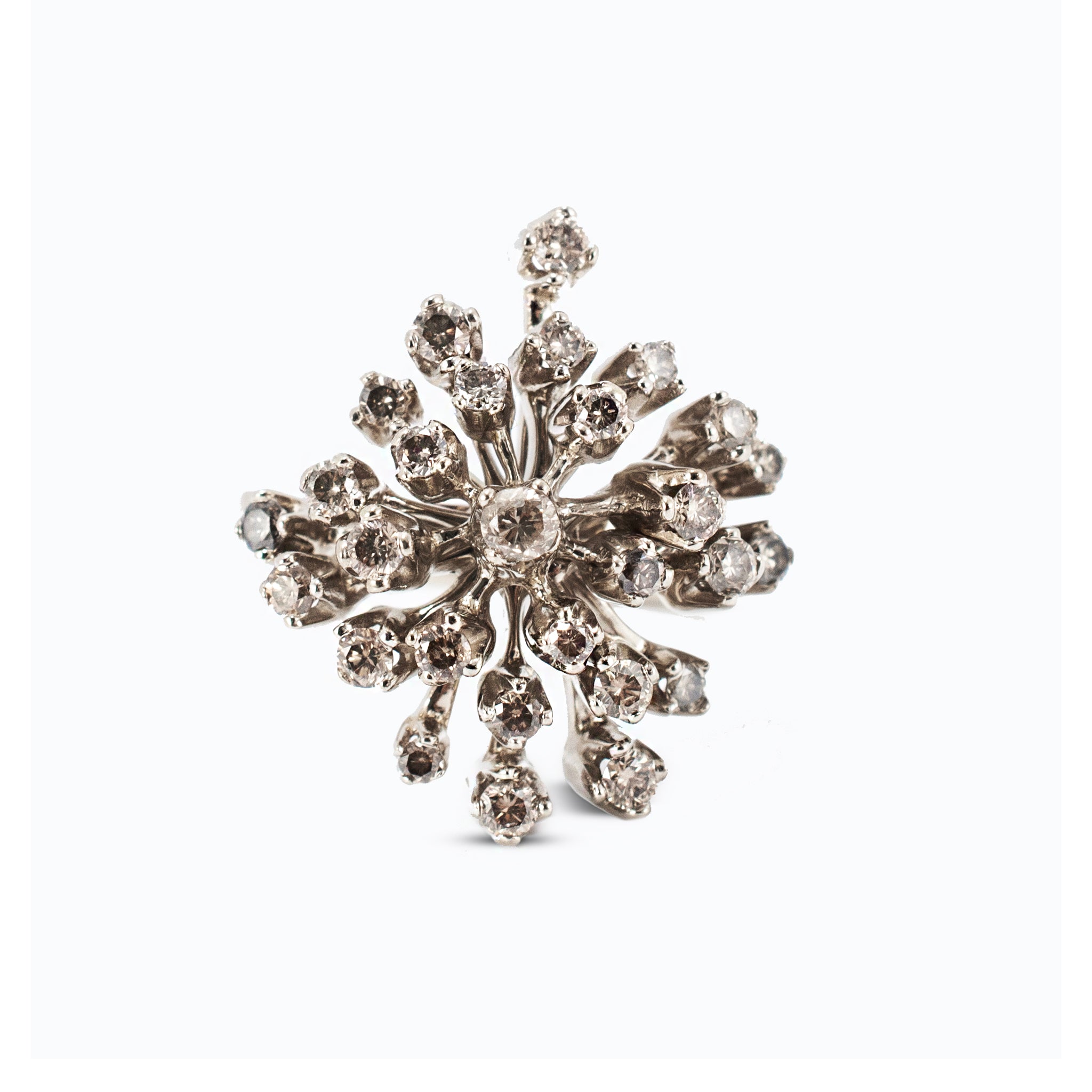 H.Stern Snow Flake 18K Noble Gold 1.23ct Diamond Rose Pink Gold Cocktail Ring