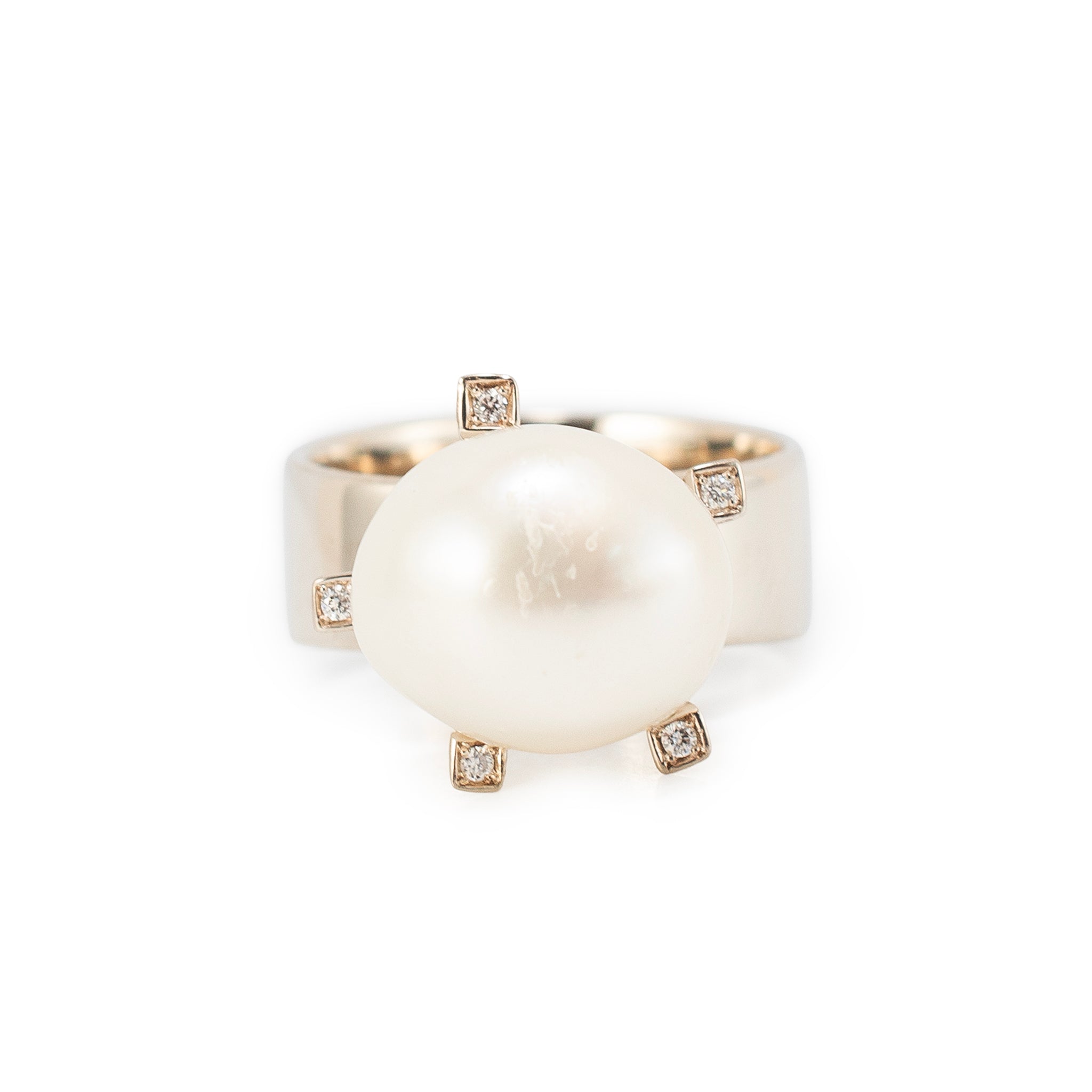 H.Stern Pérolas 18K Noble Gold Rose Pink Gold Diamond Pearl Cocktail Ring
