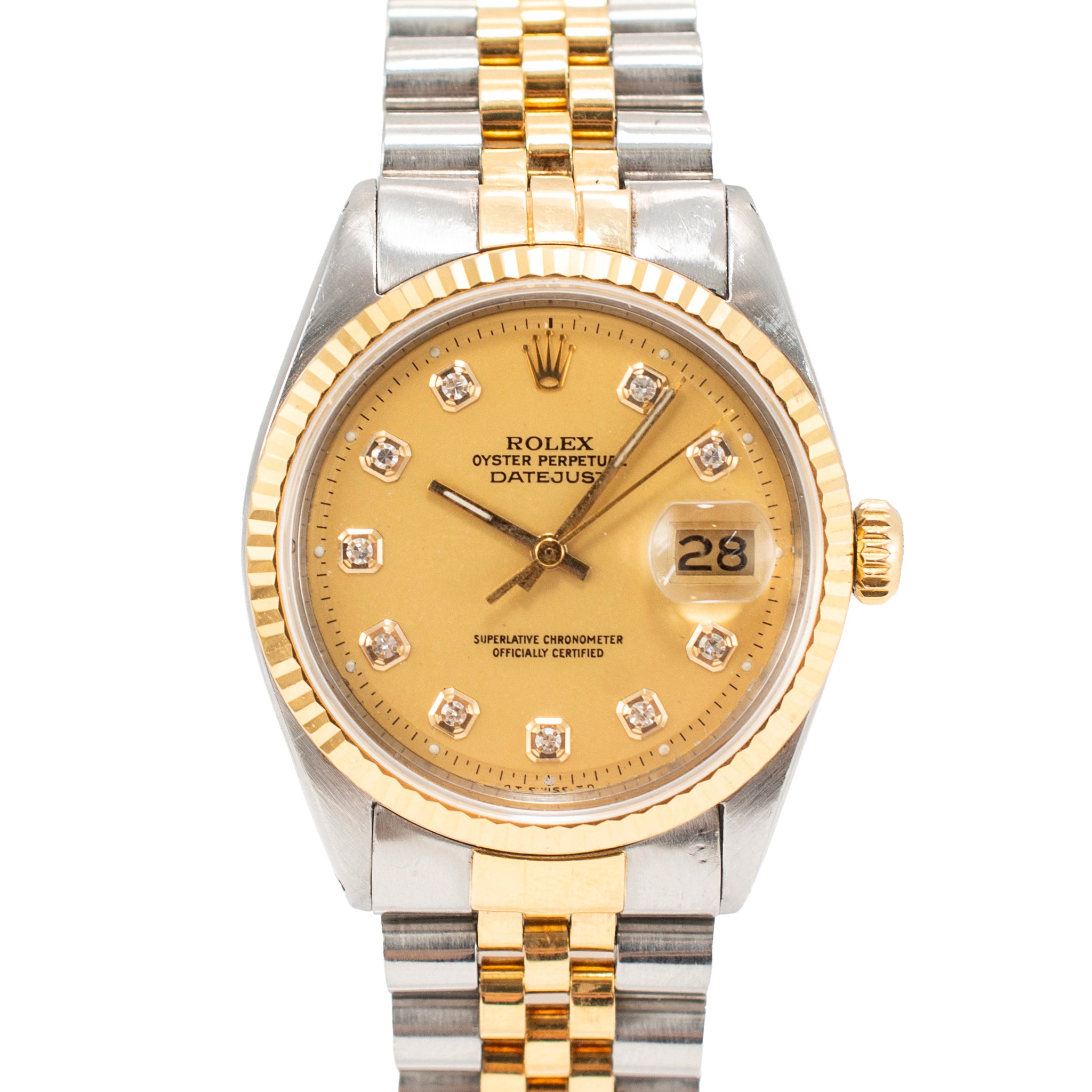 Rolex Datejust 36MM 1601 Champaign Diamond Dial Jubilee Gold Steel Watch