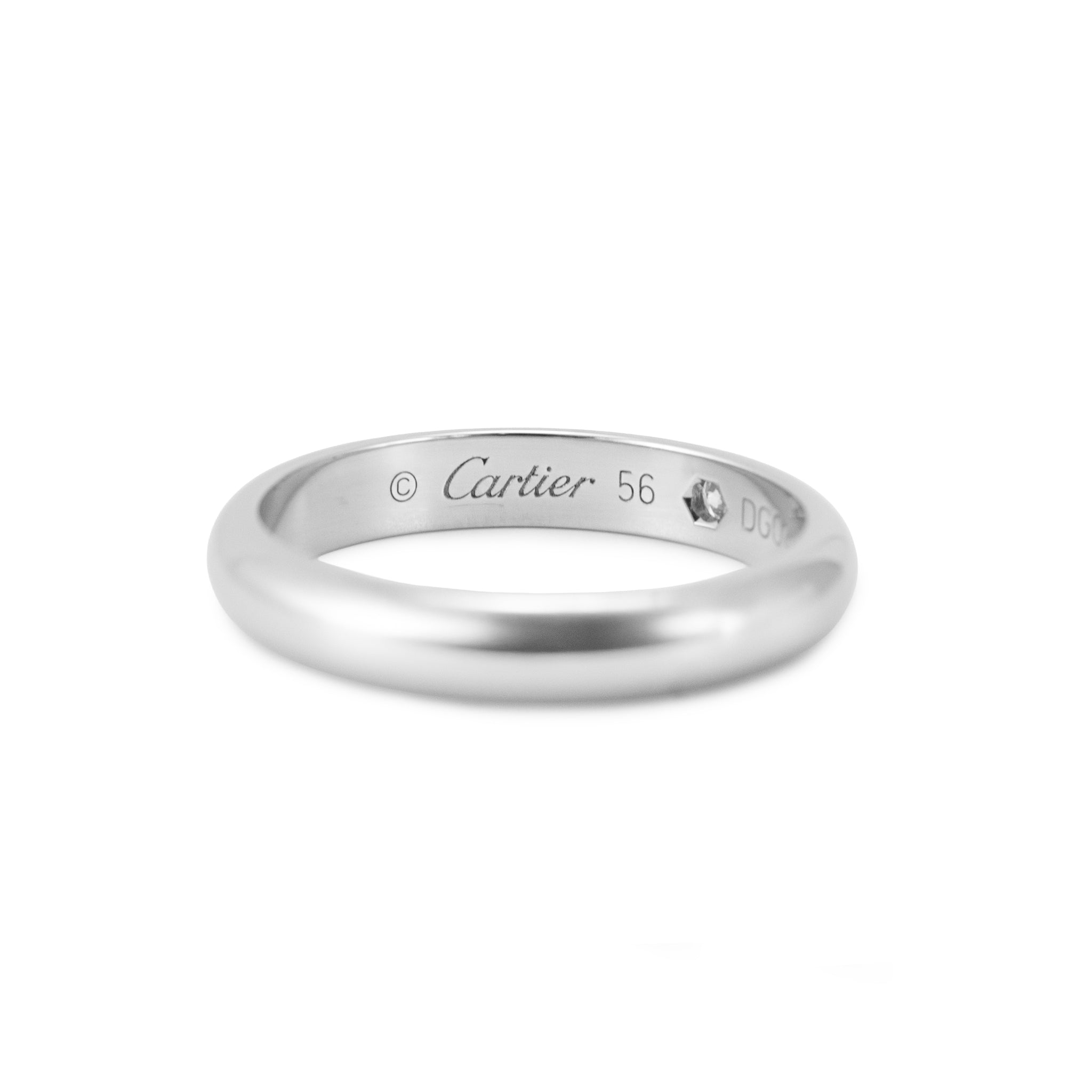Ladies Cartier 1895 950 Platinum 3.5mm 0.04ct Round Diamond Wedding Band Ring
