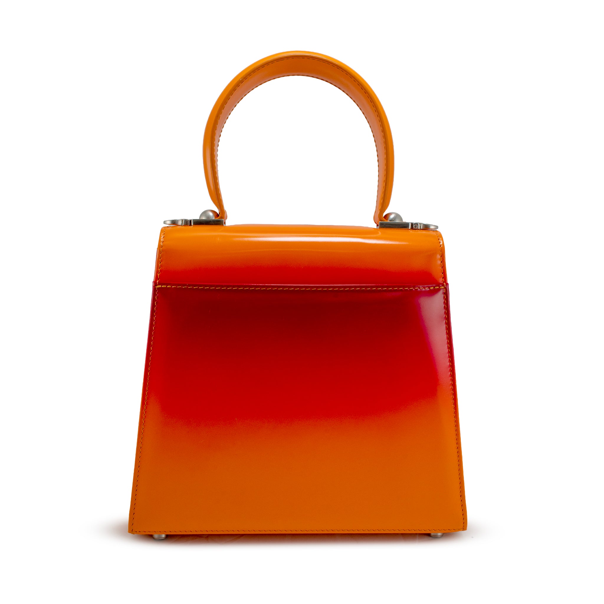 Salvatore Ferragamo Iconic Top Handle 212193 Leather Airbrush Orange Bag