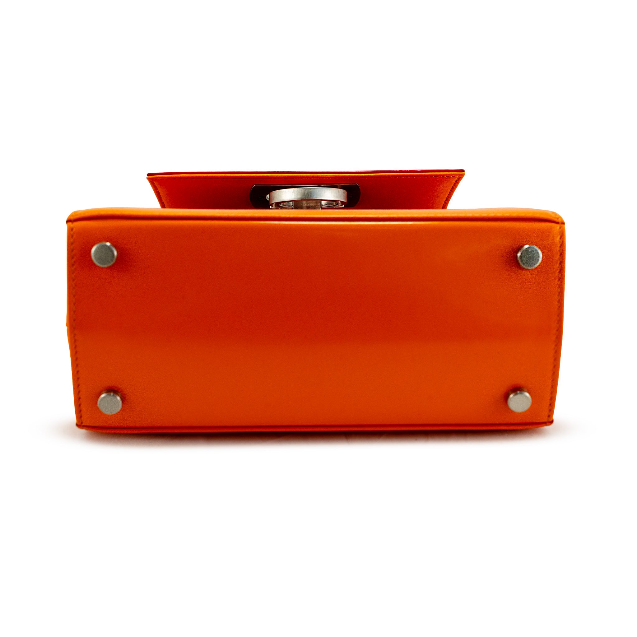 Salvatore Ferragamo Iconic Top Handle 212193 Leather Airbrush Orange Bag