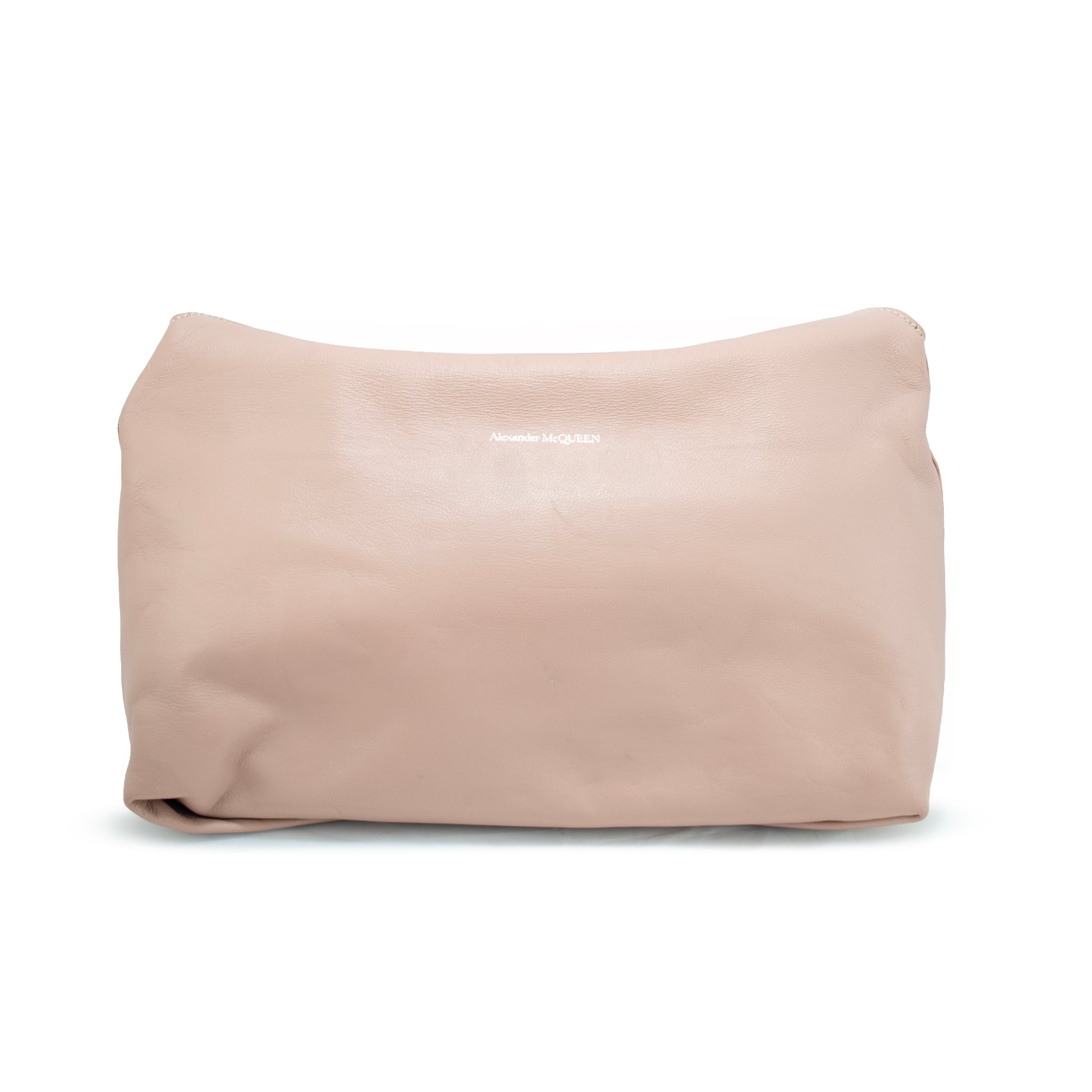 Alexander McQueen Rose Pink Skull Jewel Four-Ring Soft Leather Clutch Bag