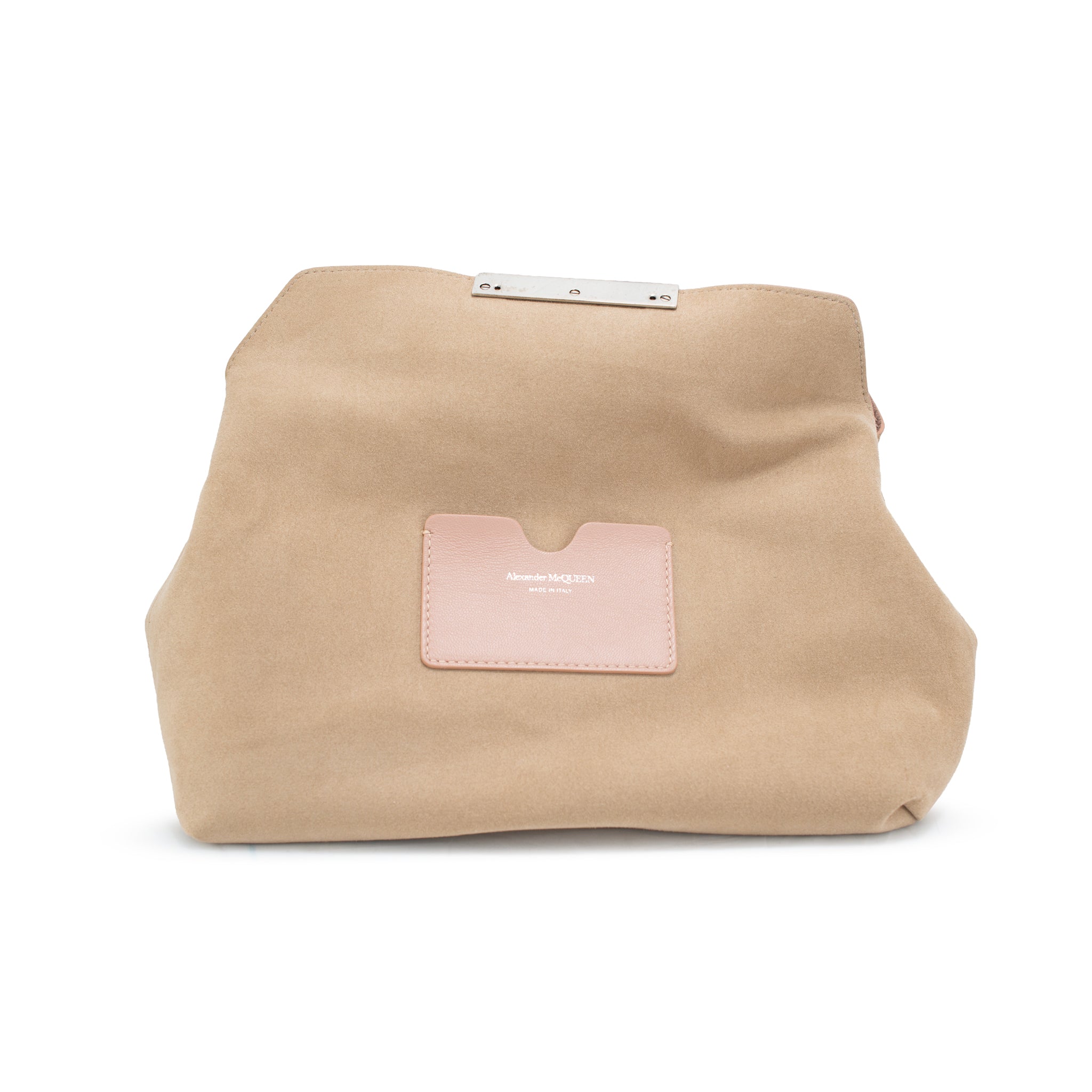 Alexander McQueen Rose Pink Skull Jewel Four-Ring Soft Leather Clutch Bag