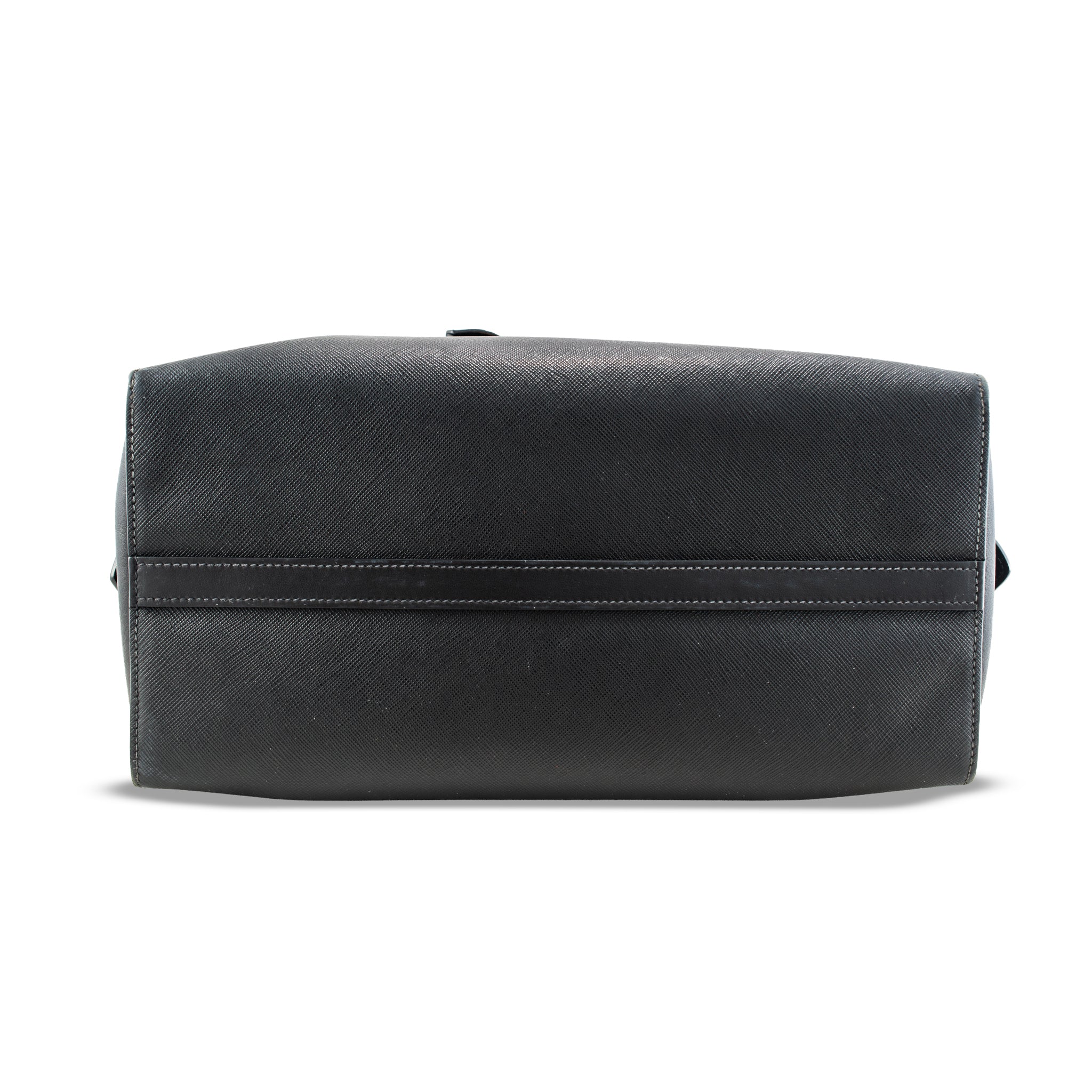 Prada Saffiano City Black Gold Hardware Leather Structured Tote Bag