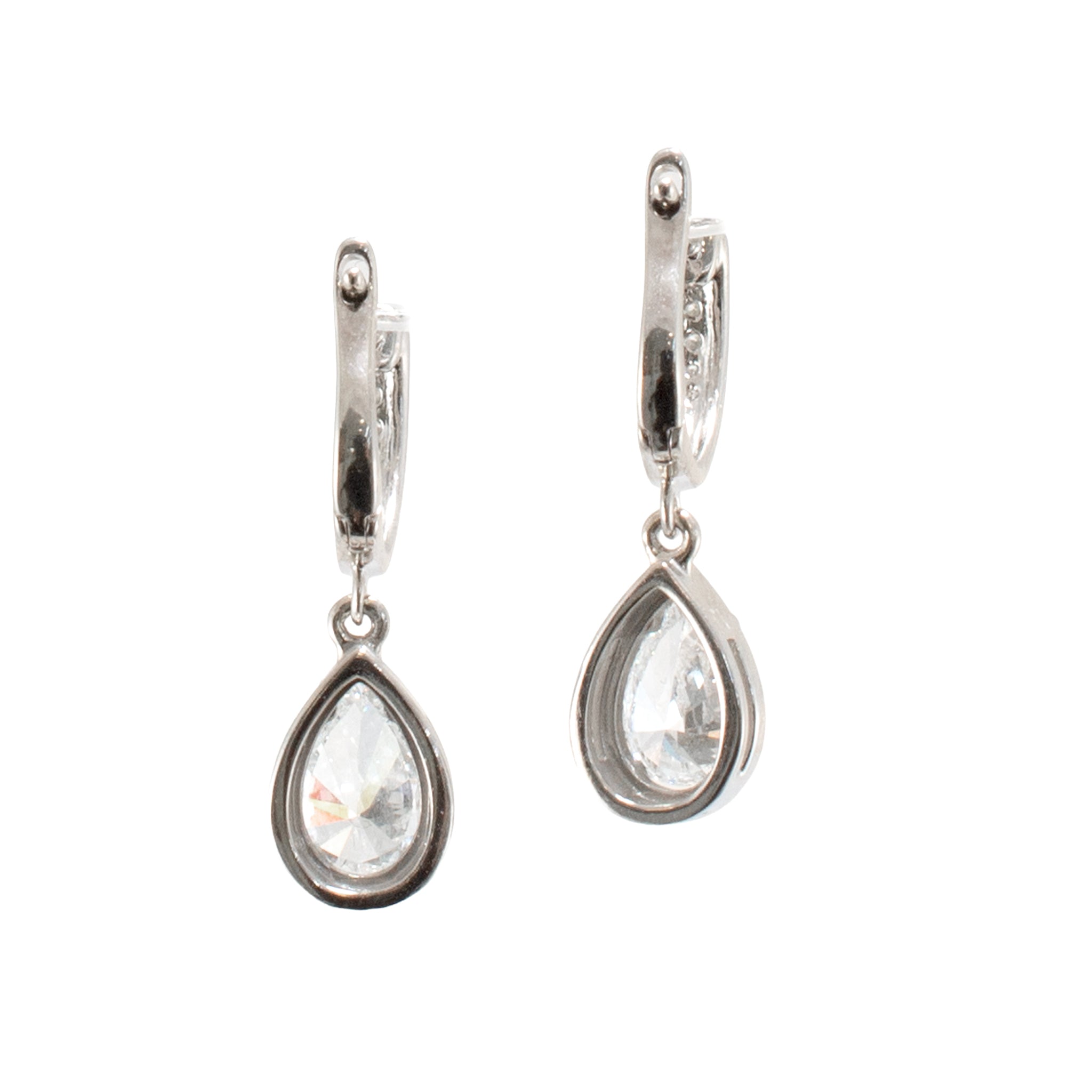 14K White Gold 1.64ctw Gia Pear Shape Halo Diamond Drop Dangle Earrings