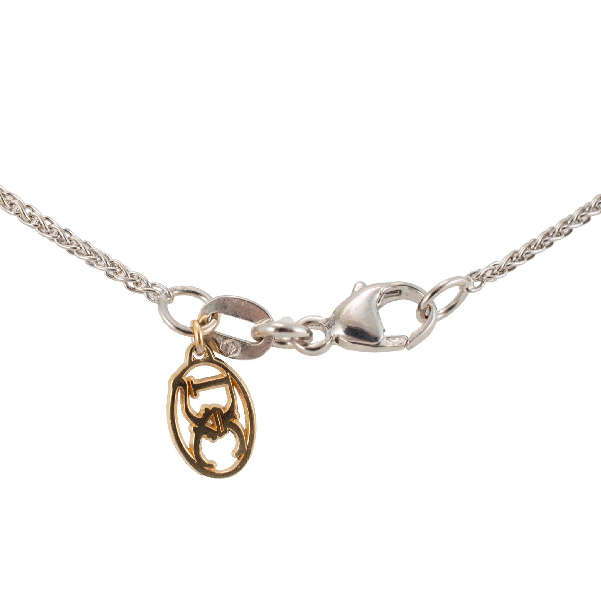 Ladies 18K White and Yellow Gold 0.72ct Round Diamond Solitaire Pendant Necklace