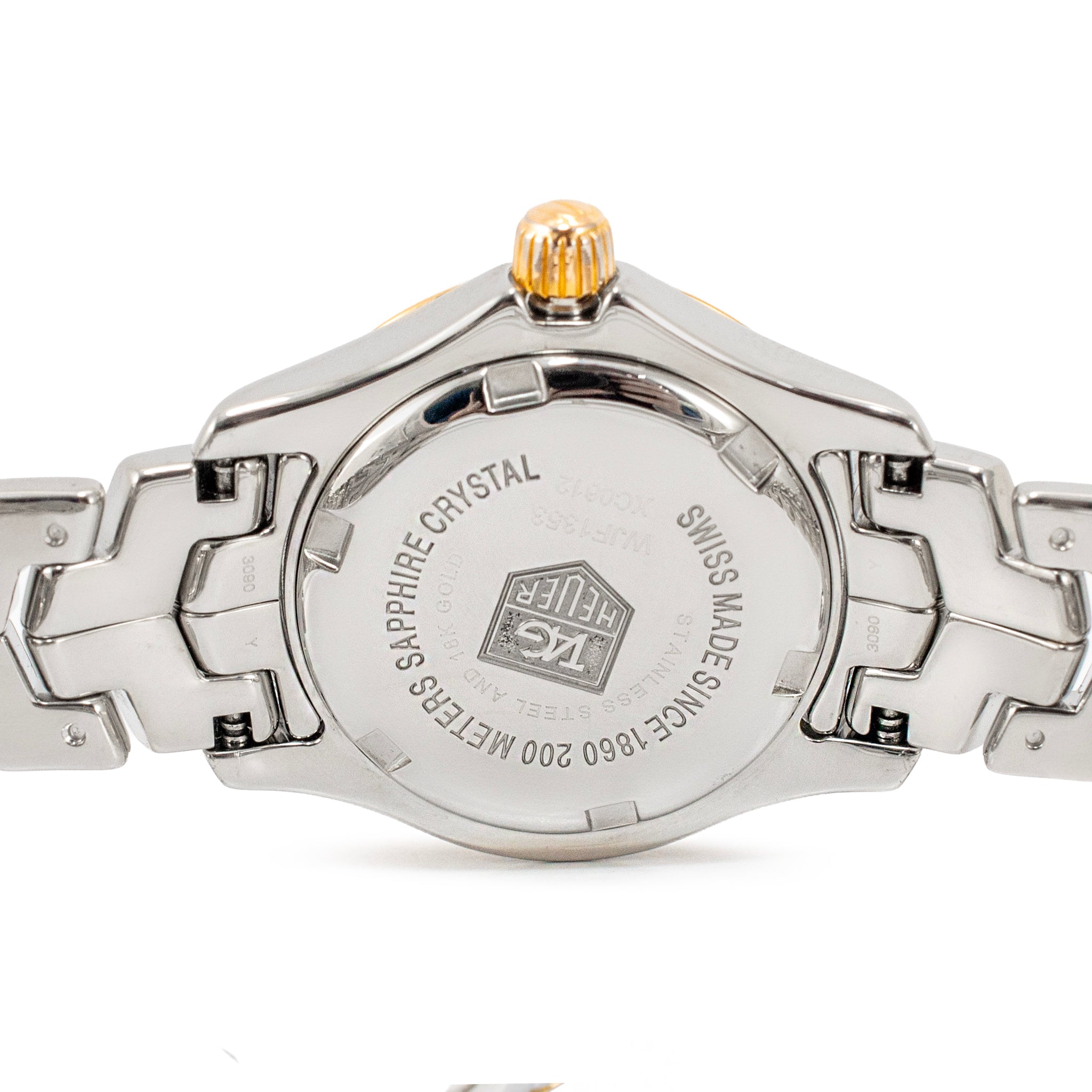 Ladies Tag Heuer Link Lady 27MM WJF1353 Mop Diamond Dial Gold Steel Quartz Watch