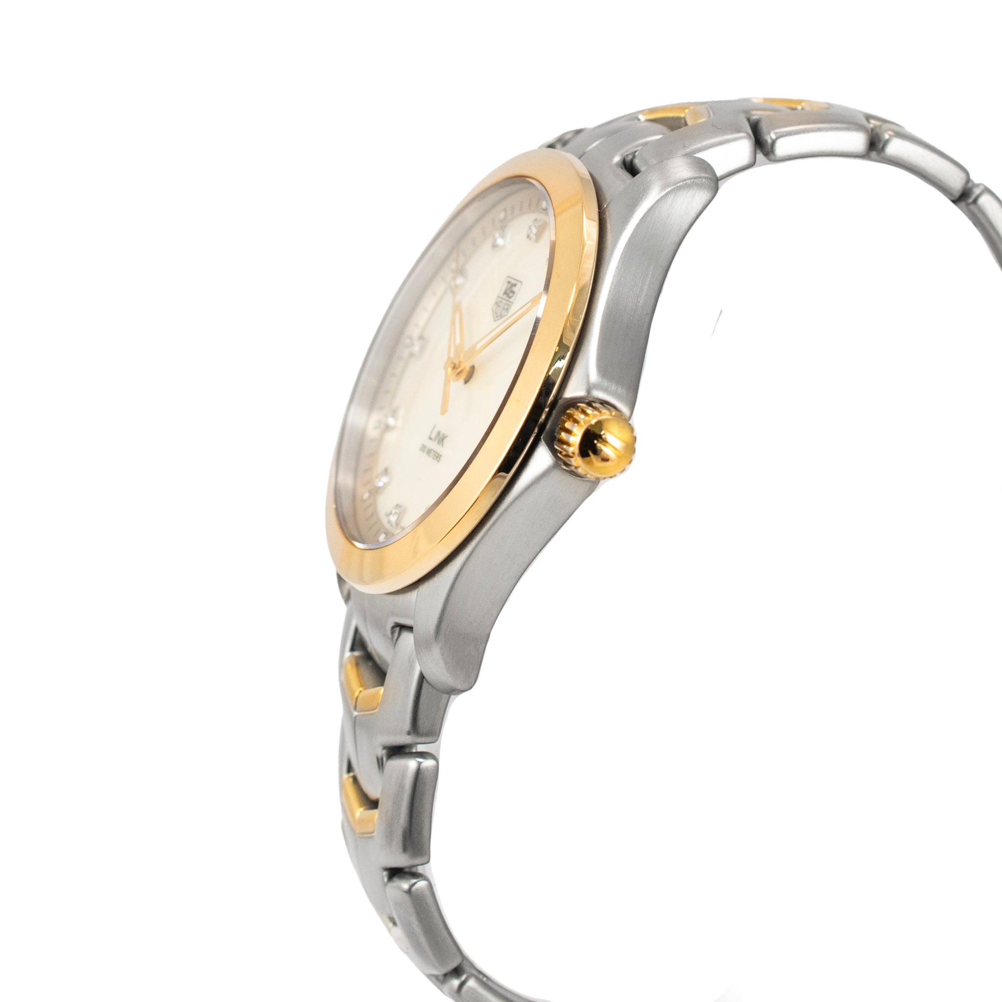 Tag Heuer Link 39MM WJF1153 Mop Diamond Dial Two Tone Gold Steel Quartz Watch