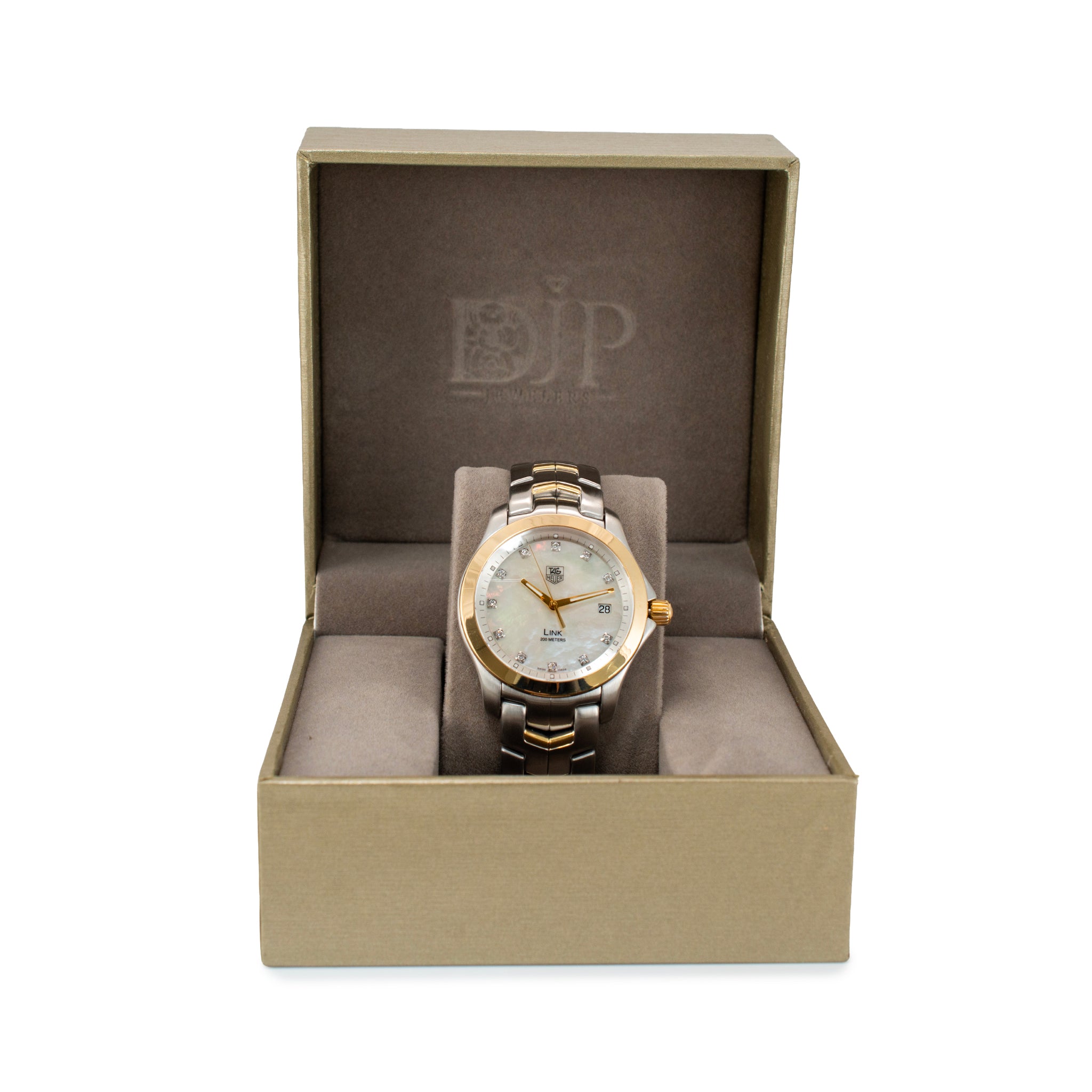 Tag Heuer Link 39MM WJF1153 Mop Diamond Dial Two Tone Gold Steel Quartz Watch