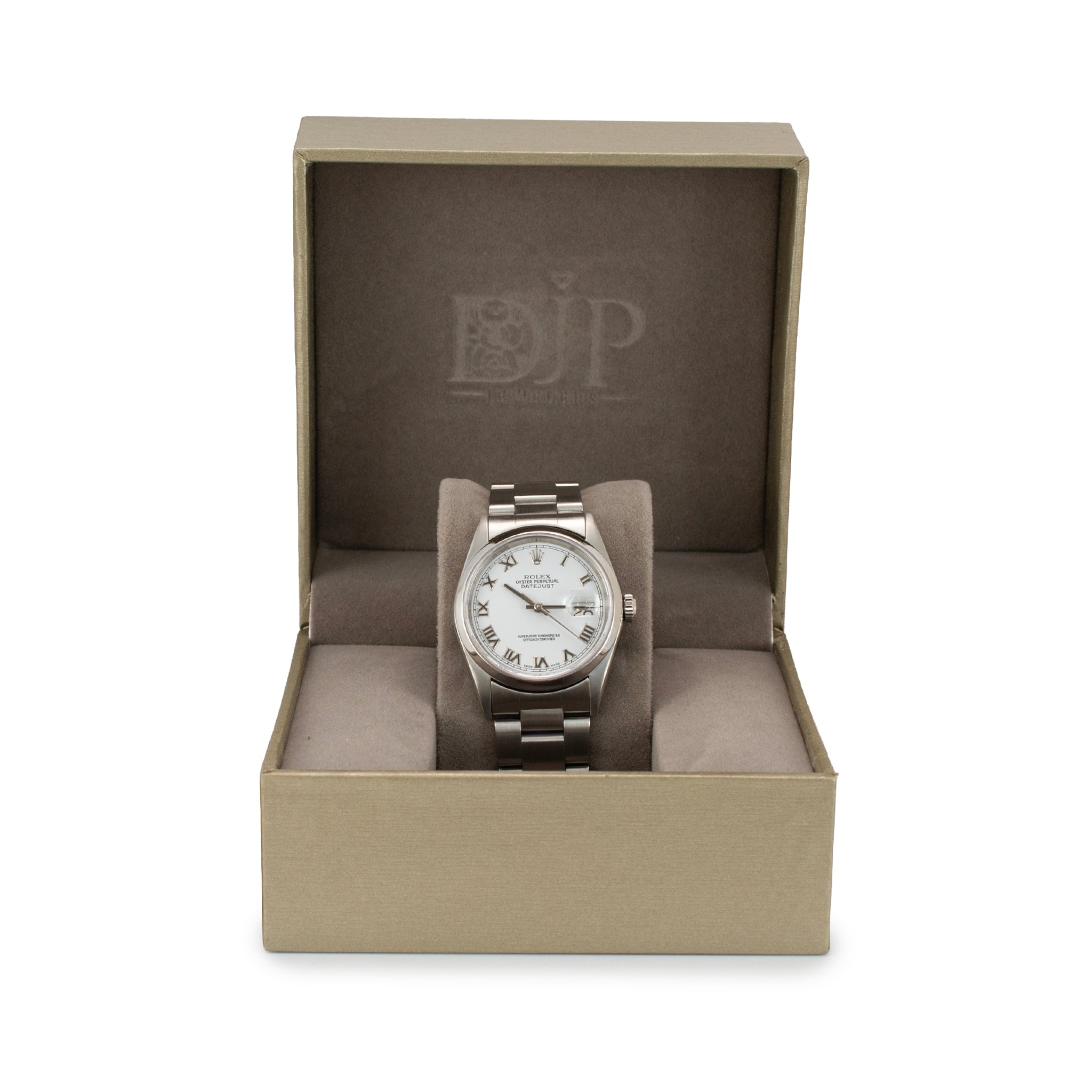 Rolex Datejust 36MM 16200 White Roman Dial Oyster Stainless Steel Watch