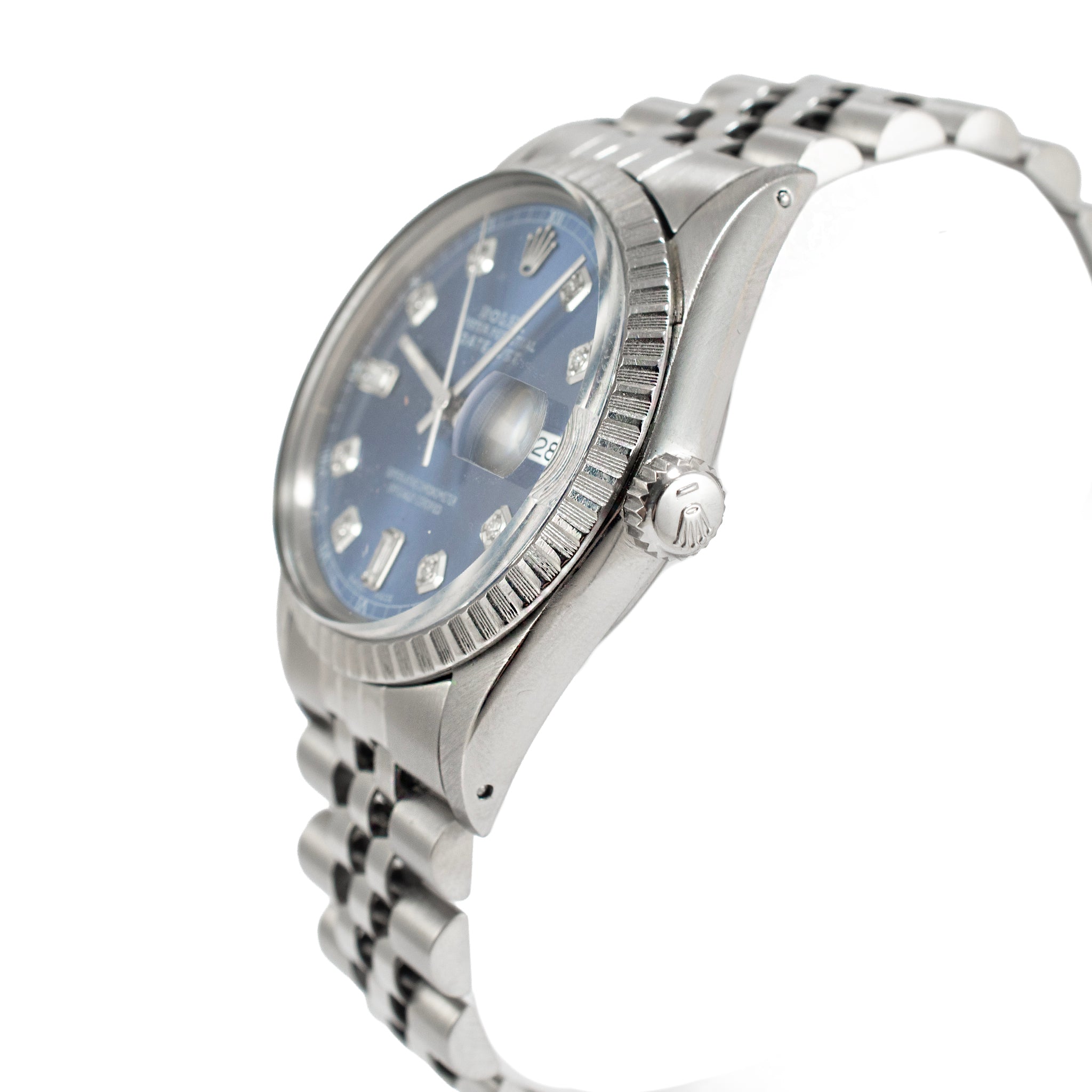 Rolex Datejust 36MM 16030 Blue Diamond Dial Jubilee Fluted Steel Watch