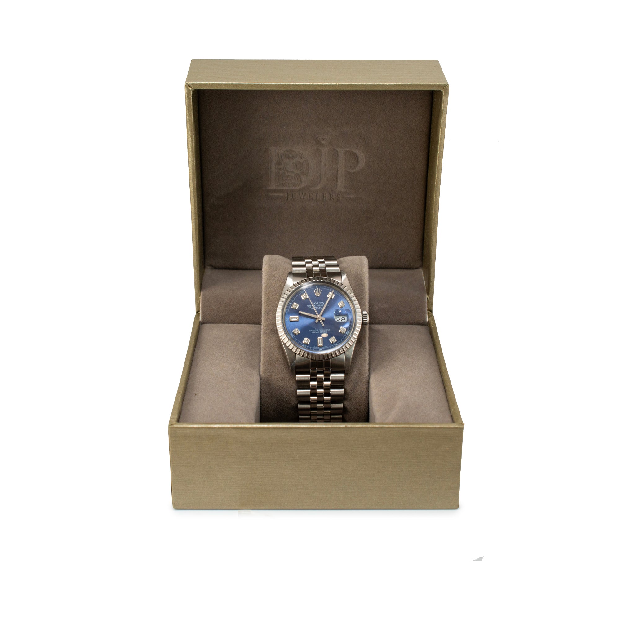 Rolex Datejust 36MM 16030 Blue Diamond Dial Jubilee Fluted Steel Watch