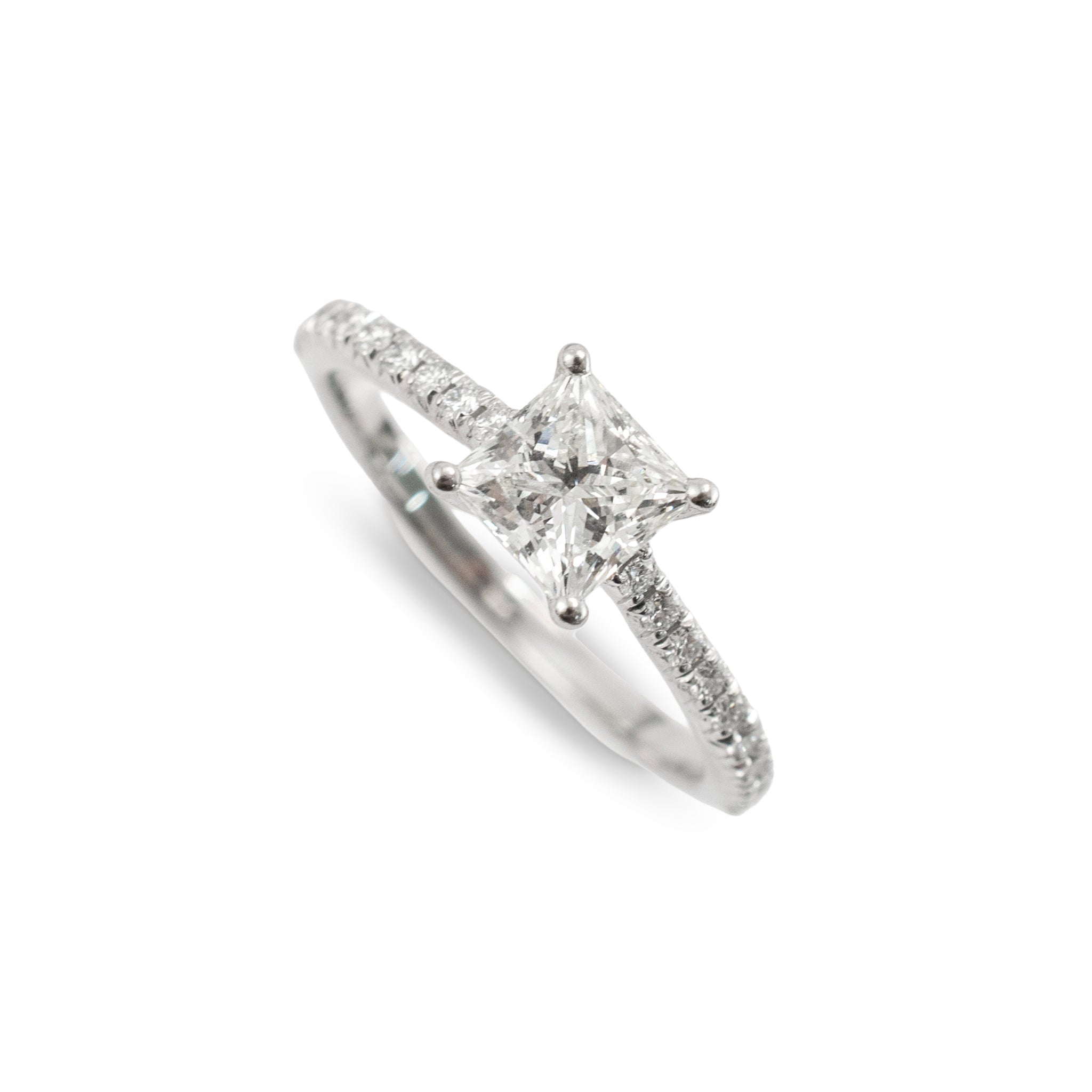 Tiffany & Co. Novo Platinum 0.95ctw Princess Cut Pave Diamond Engagement Ring