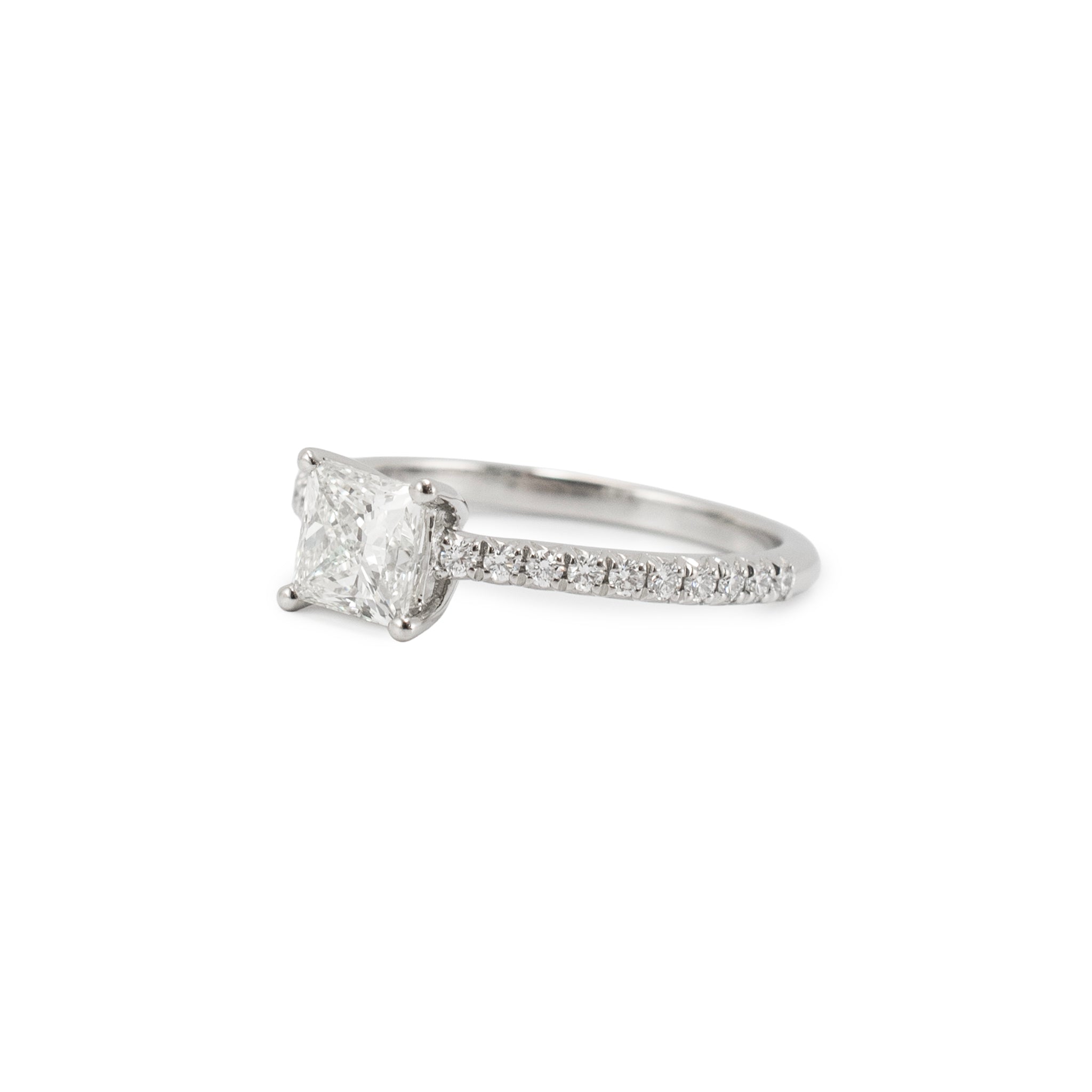 Tiffany & Co. Novo Platinum 0.95ctw Princess Cut Pave Diamond Engagement Ring