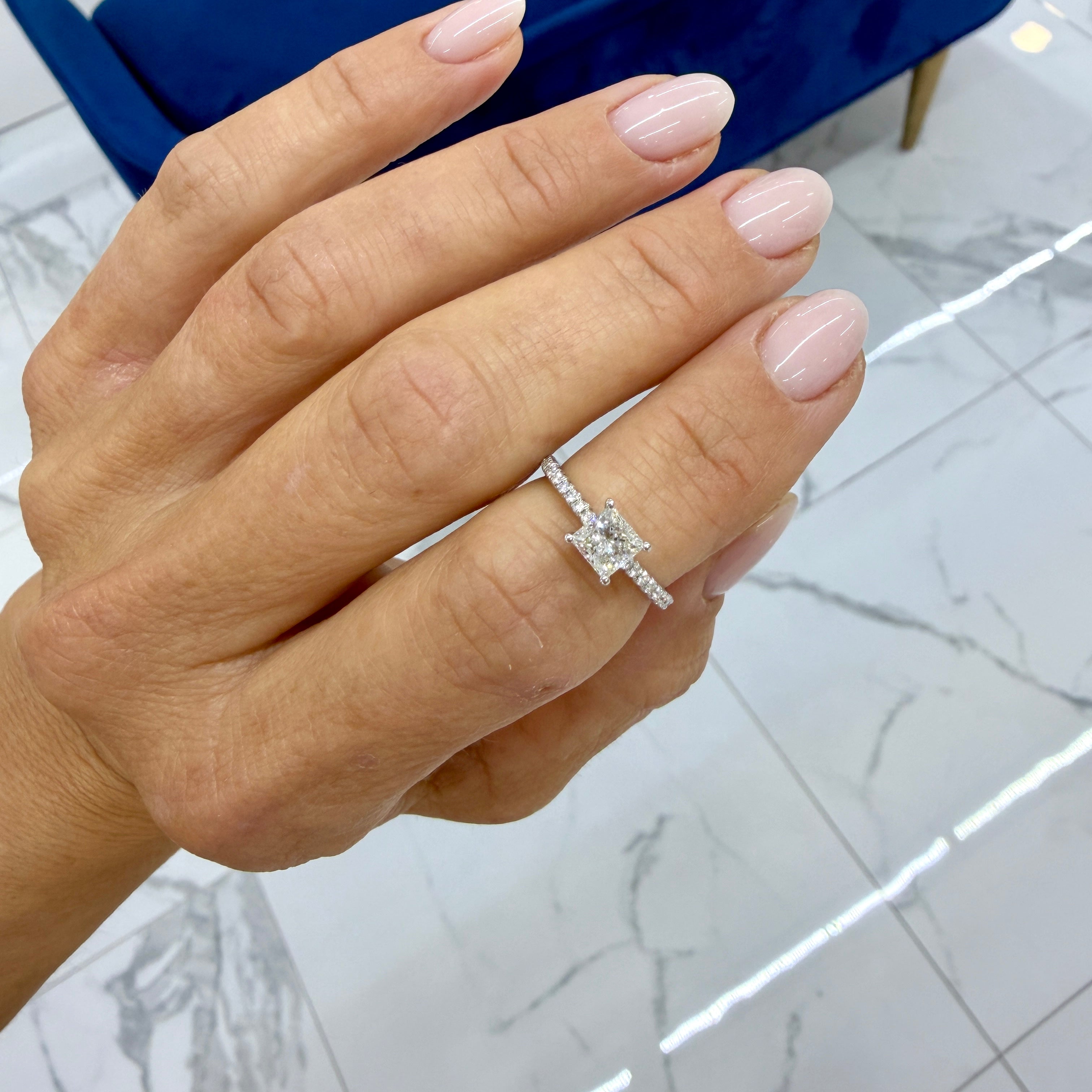 Tiffany & Co. Novo Platinum 0.95ctw Princess Cut Pave Diamond Engagement Ring