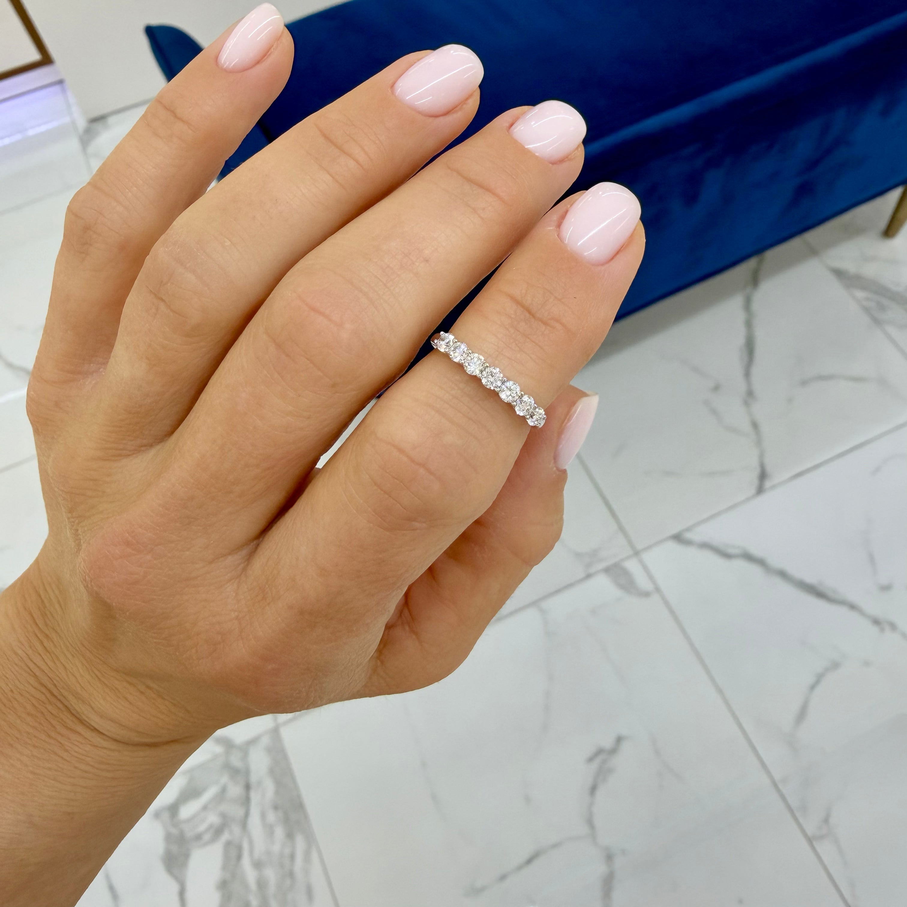 14K White Gold Seven Across Half Eternity 0.45ct Lab Grown Diamond Wedding Band