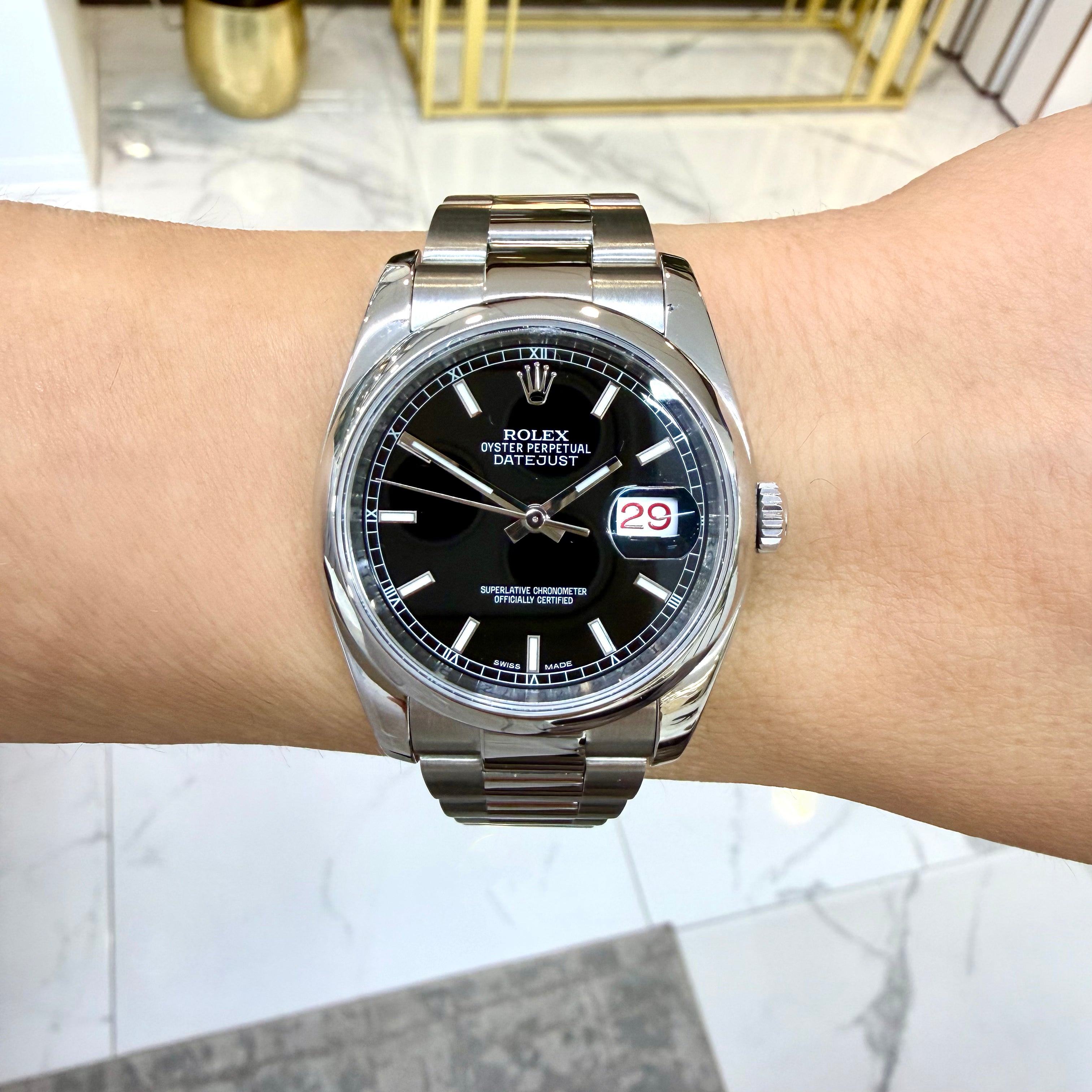 Rolex Datejust 36MM 116200 Black & Red Roulette Oyster Smooth Steel Wa