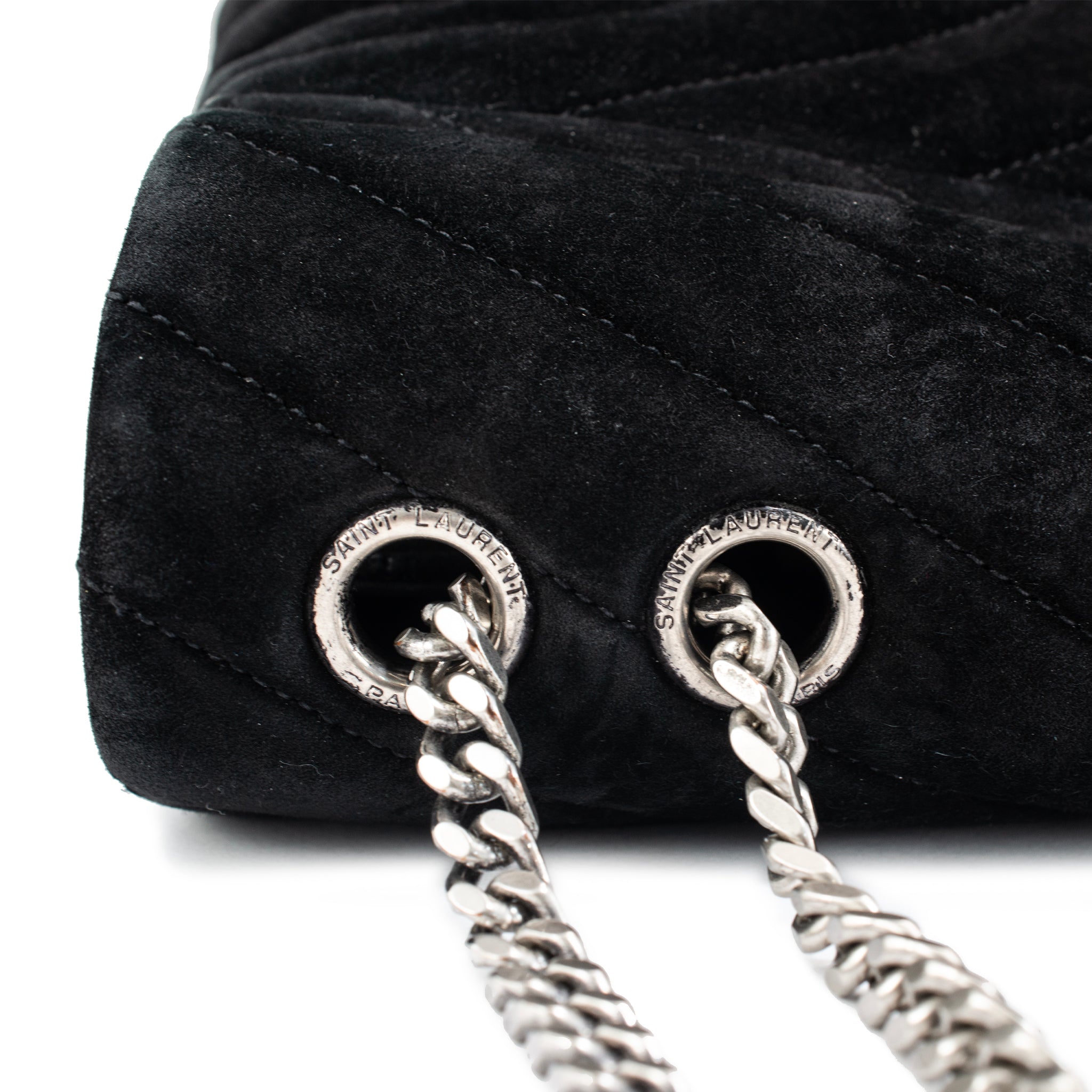 Saint Laurent Loulou Medium Suede Matelassé Chain Shoulder Bag