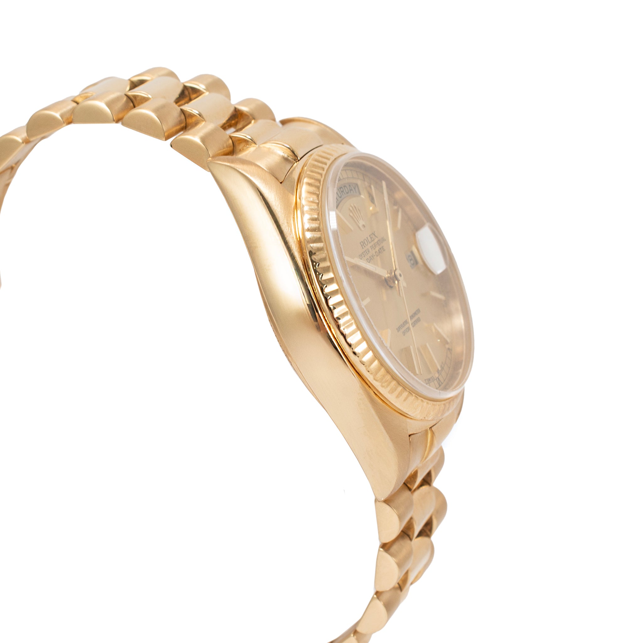 Rolex Day Date 36MM 18038 Champagne Dial Quick Set 18K Yellow Gold Watch