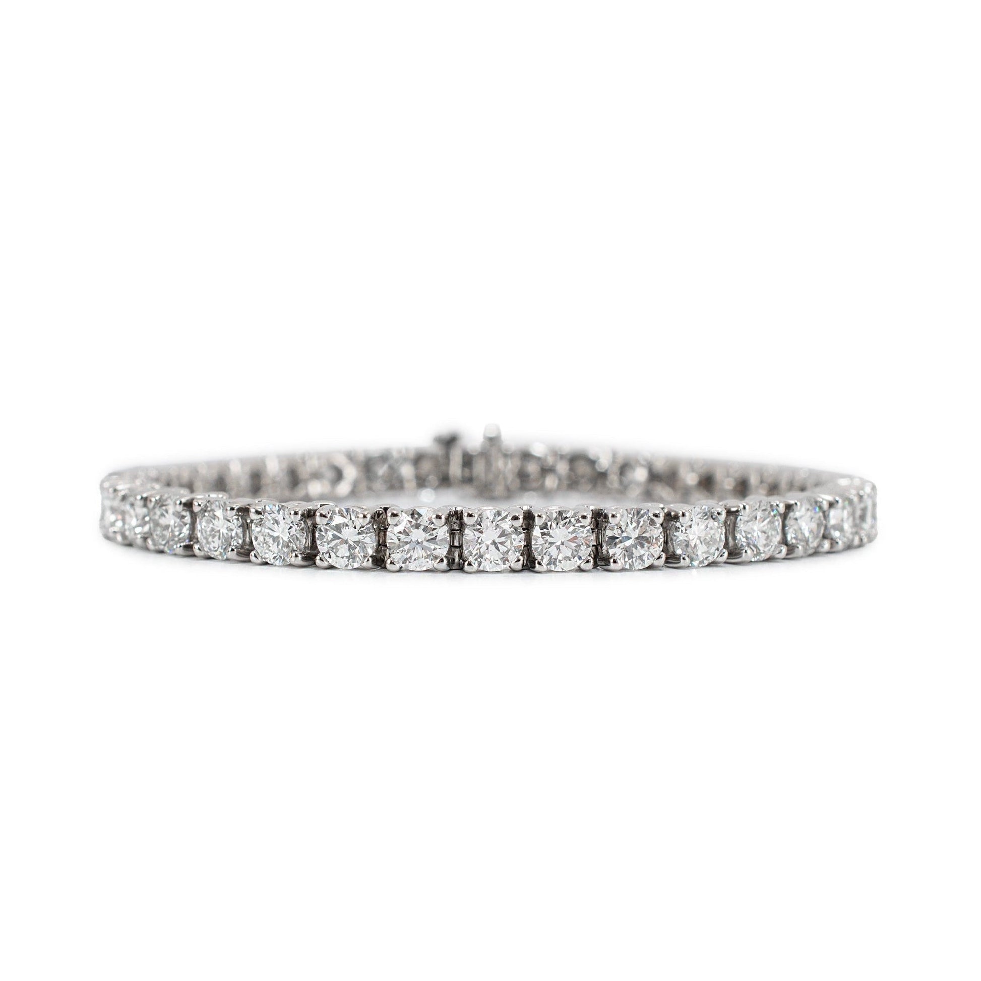 14K White Gold 4-Prong 11.41ct Lab Grown Round Diamond Classic Tennis Bracelet
