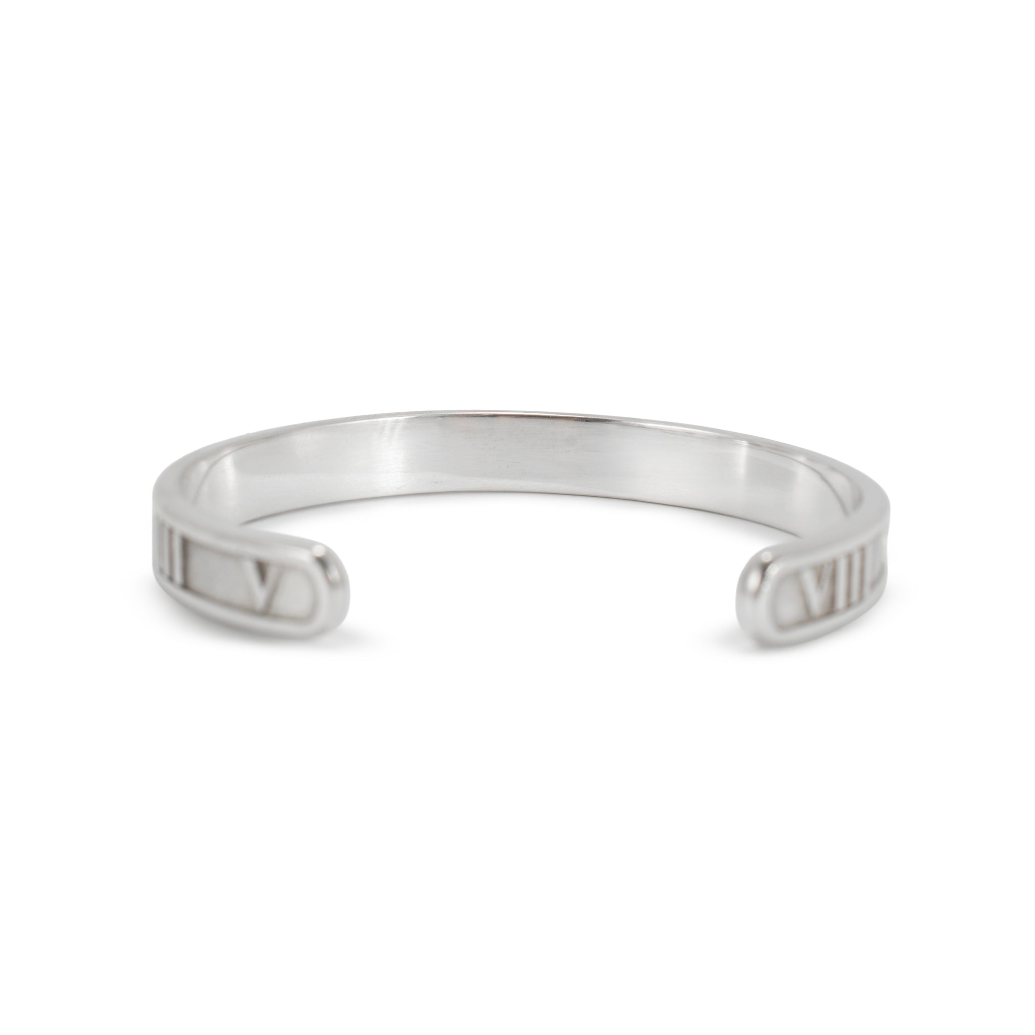 Tiffany & Co. Atlas 925 Sterling Silver Roman Numeral Cuff Bangle Bracelet