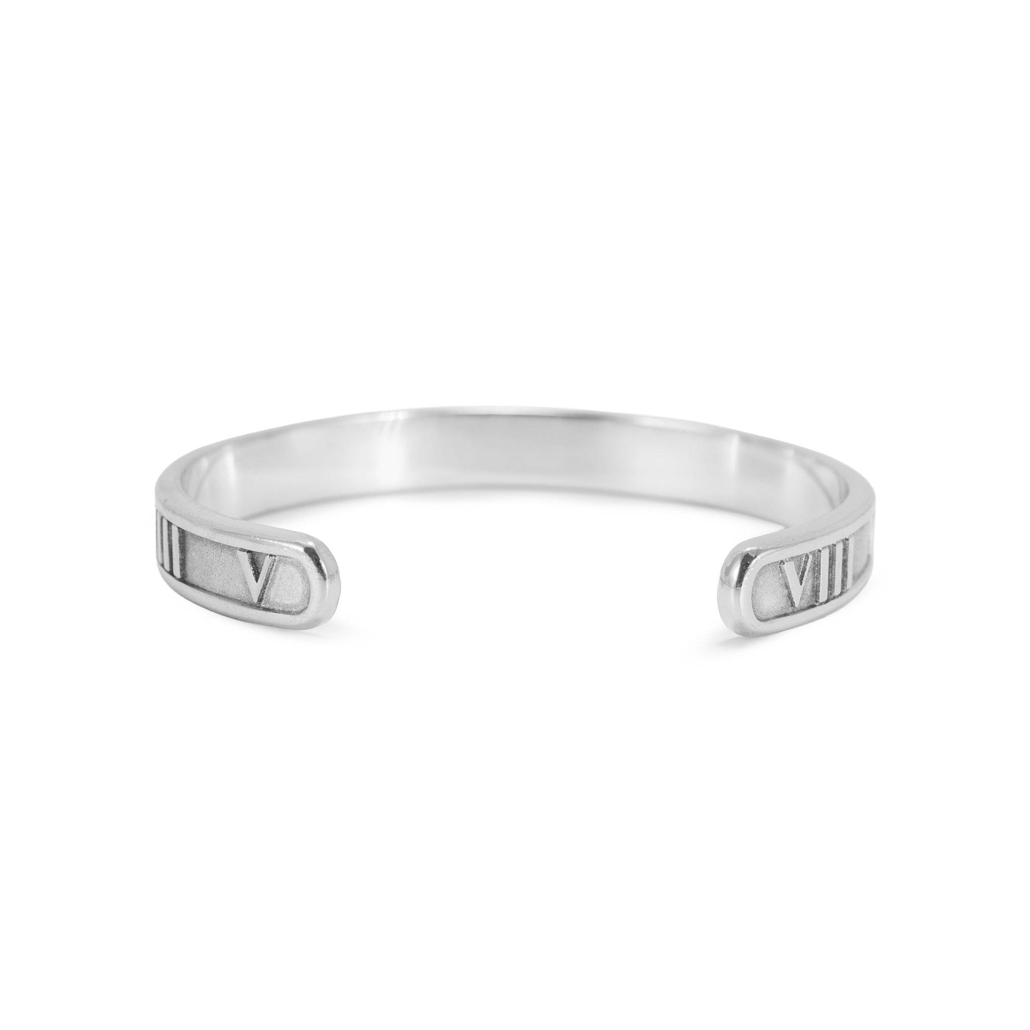Tiffany & Co. Atlas 925 Sterling Silver Roman Numeral Cuff Bangle Bracelet
