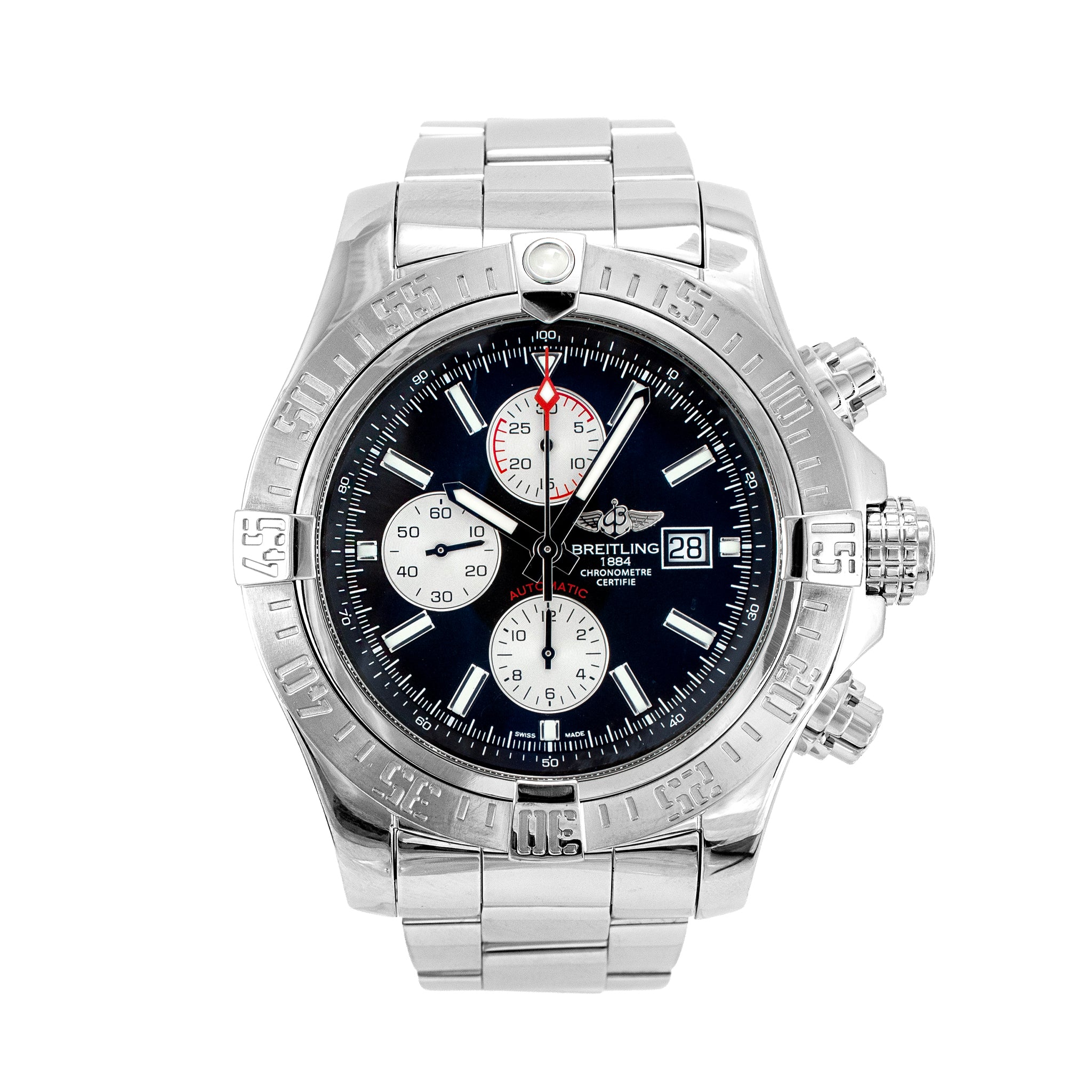 Breitling Super Avenger II 48MM A13371 Black Dial Chronograph Steel Watch