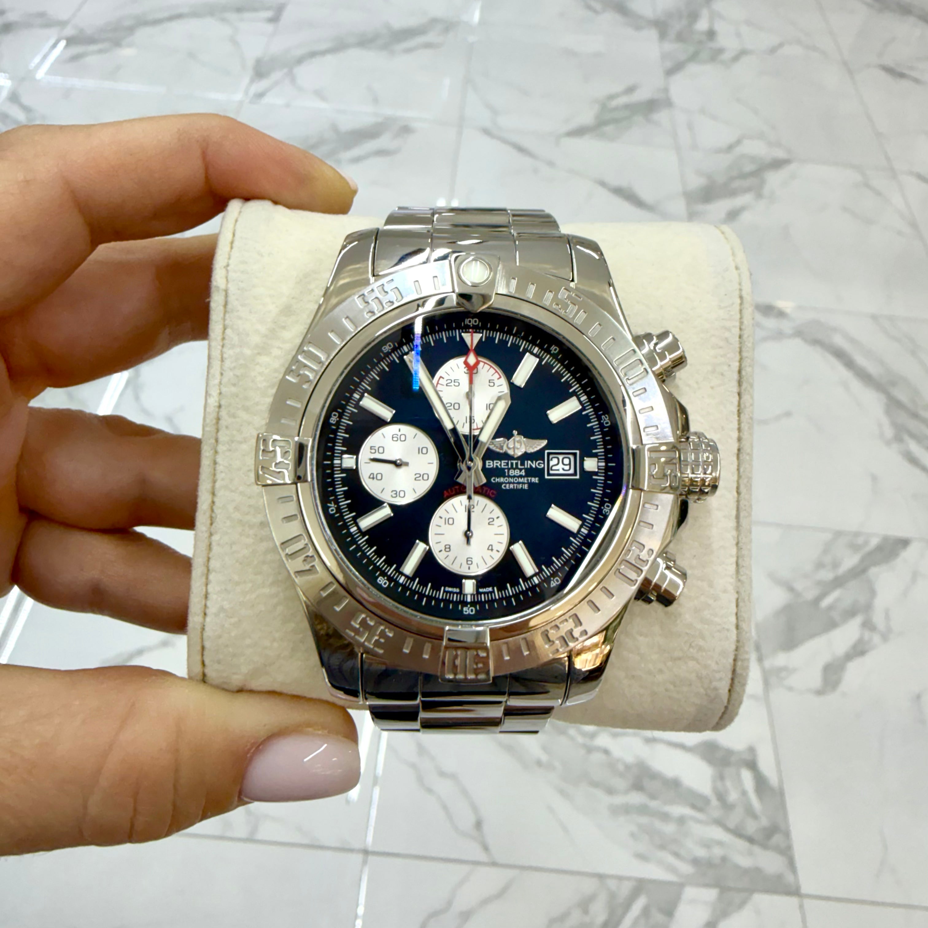 Breitling Super Avenger II 48MM A13371 Black Dial Chronograph Steel Watch