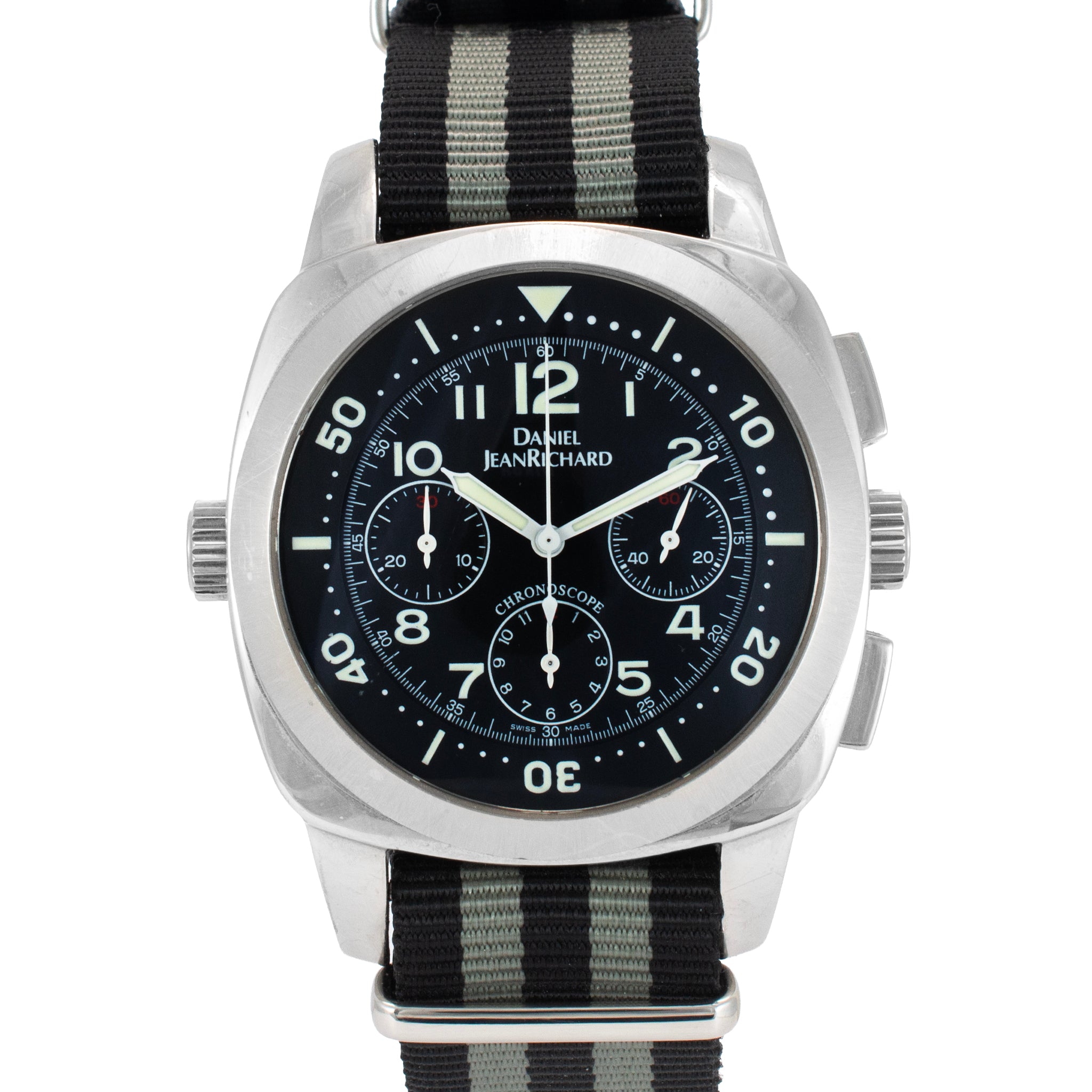 Jeanrichard Chronoscope 43MM 25030 NATO Strap Automatic Steel Watch