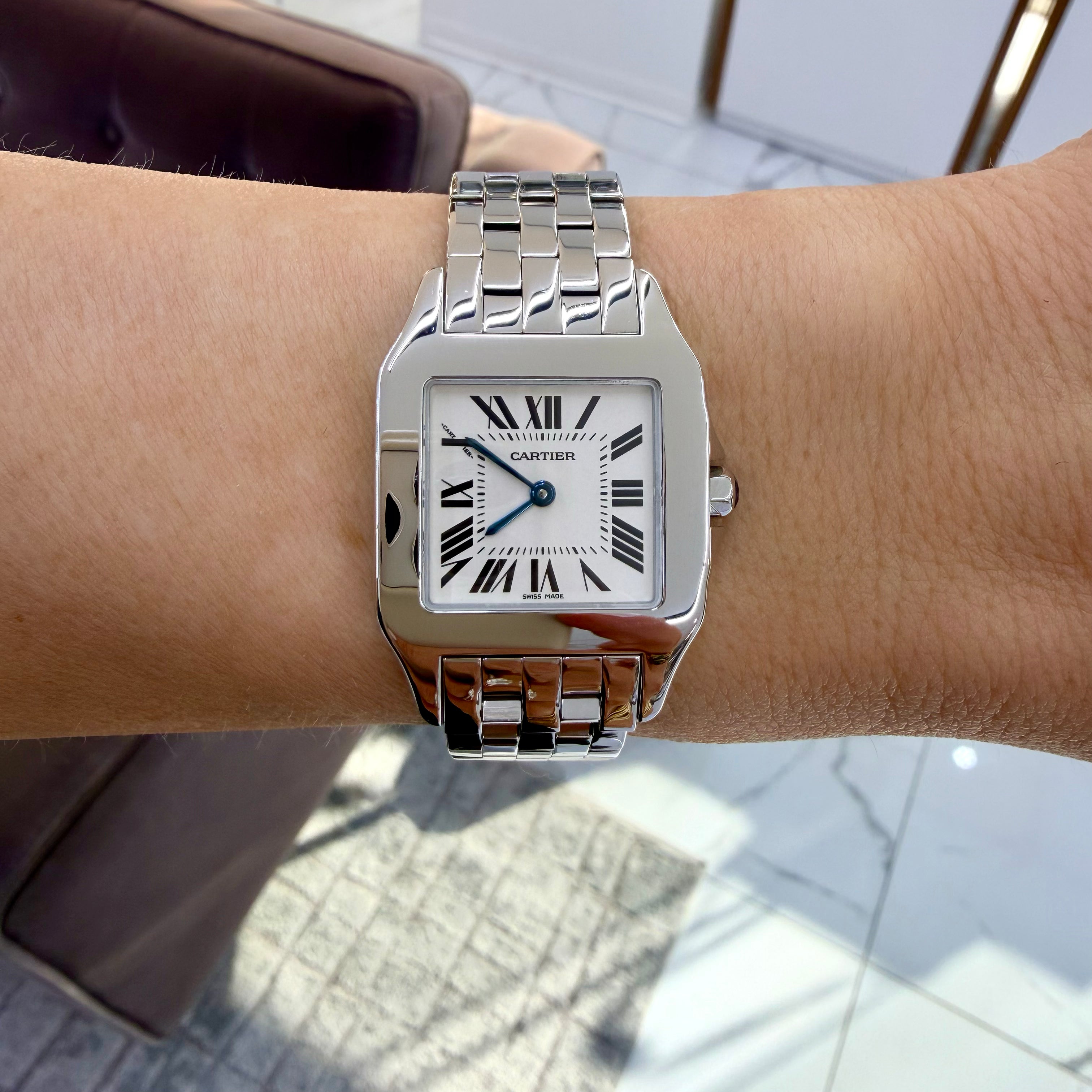 Ladies Cartier Santos Demoiselle 26MM w25065z5 2701 Roman Steel Quartz Watch