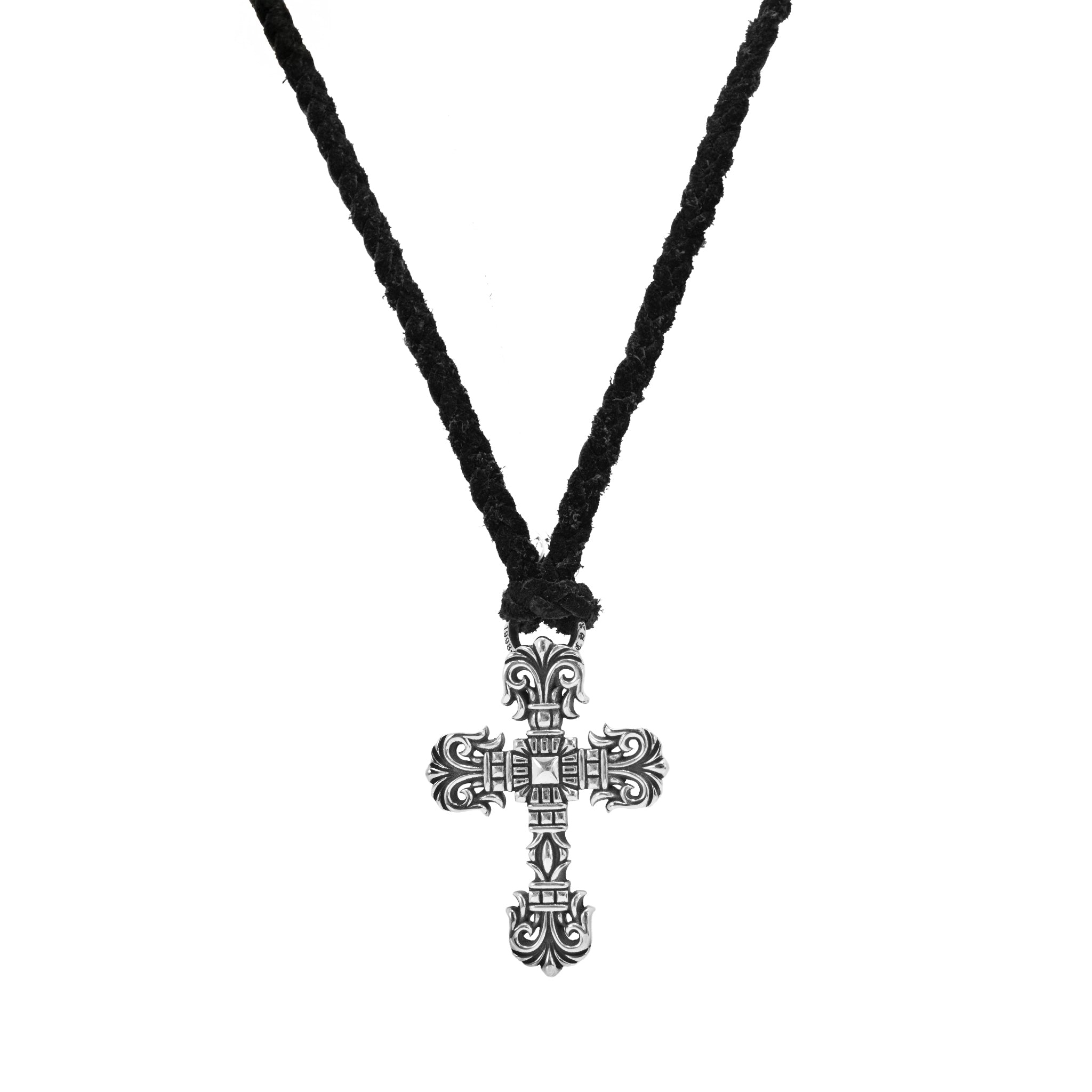 Men’s Vintage Chrome Hearts Small Silver Filigree Cross Pendant Necklace