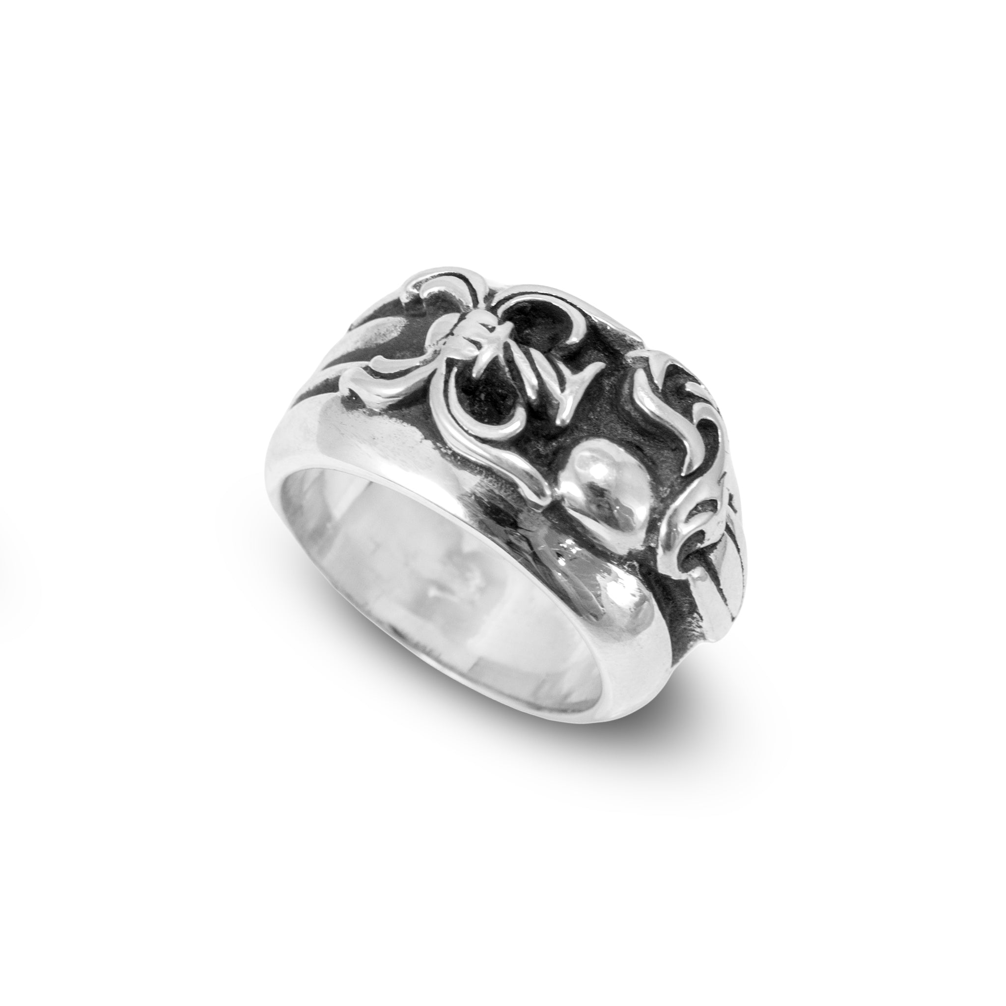 CHROME HEARTS タガーリング SV925製1995 Men's Vintage 1995 Chrome Hearts Dagger Heart 925 Sterling Silver Band