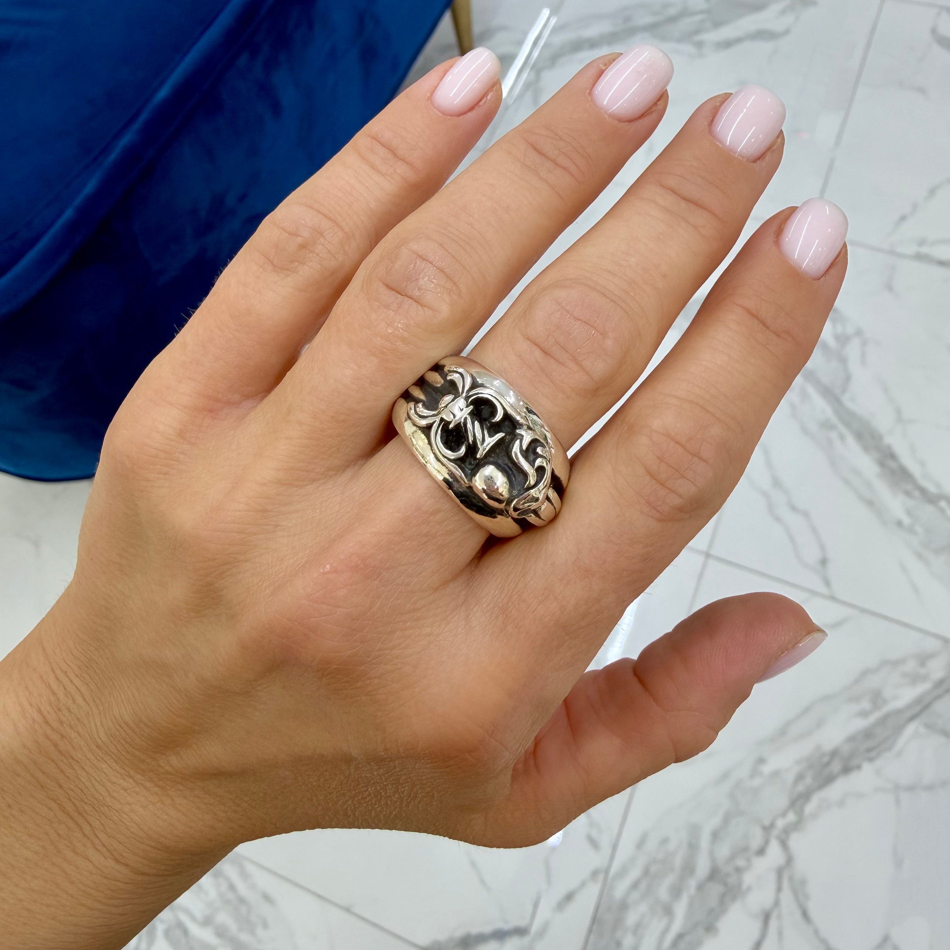 Men’s Vintage 1995 Chrome Hearts Dagger Heart 925 Sterling Silver Band Ring