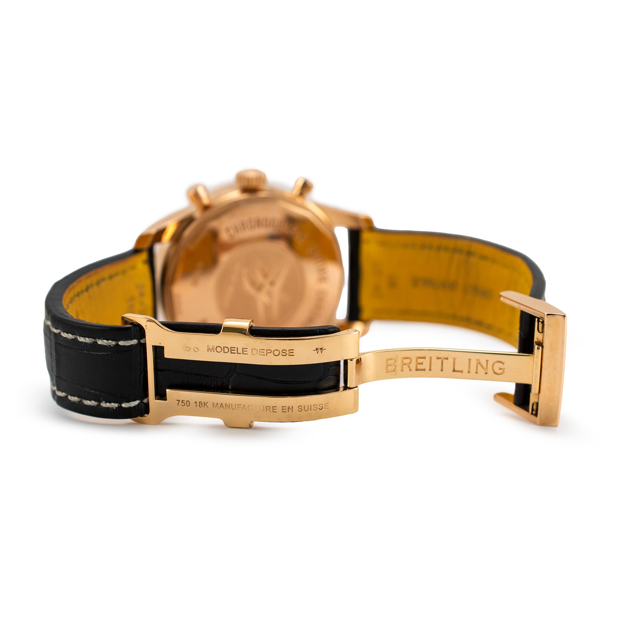 Breitling Transocean Unitime 46MM RB0510 18K Rose Gold Black Chronograph Watch