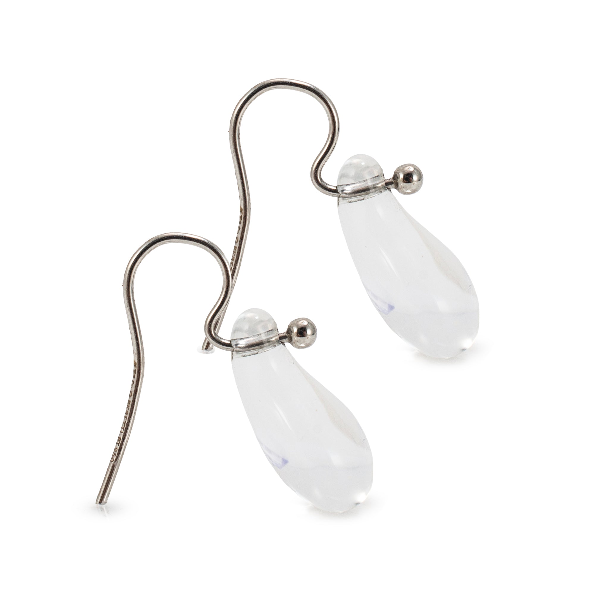 Tiffany & Co. Elsa Peretti Platinum Rock Crystal Teardrop Pierced Dangle Earring