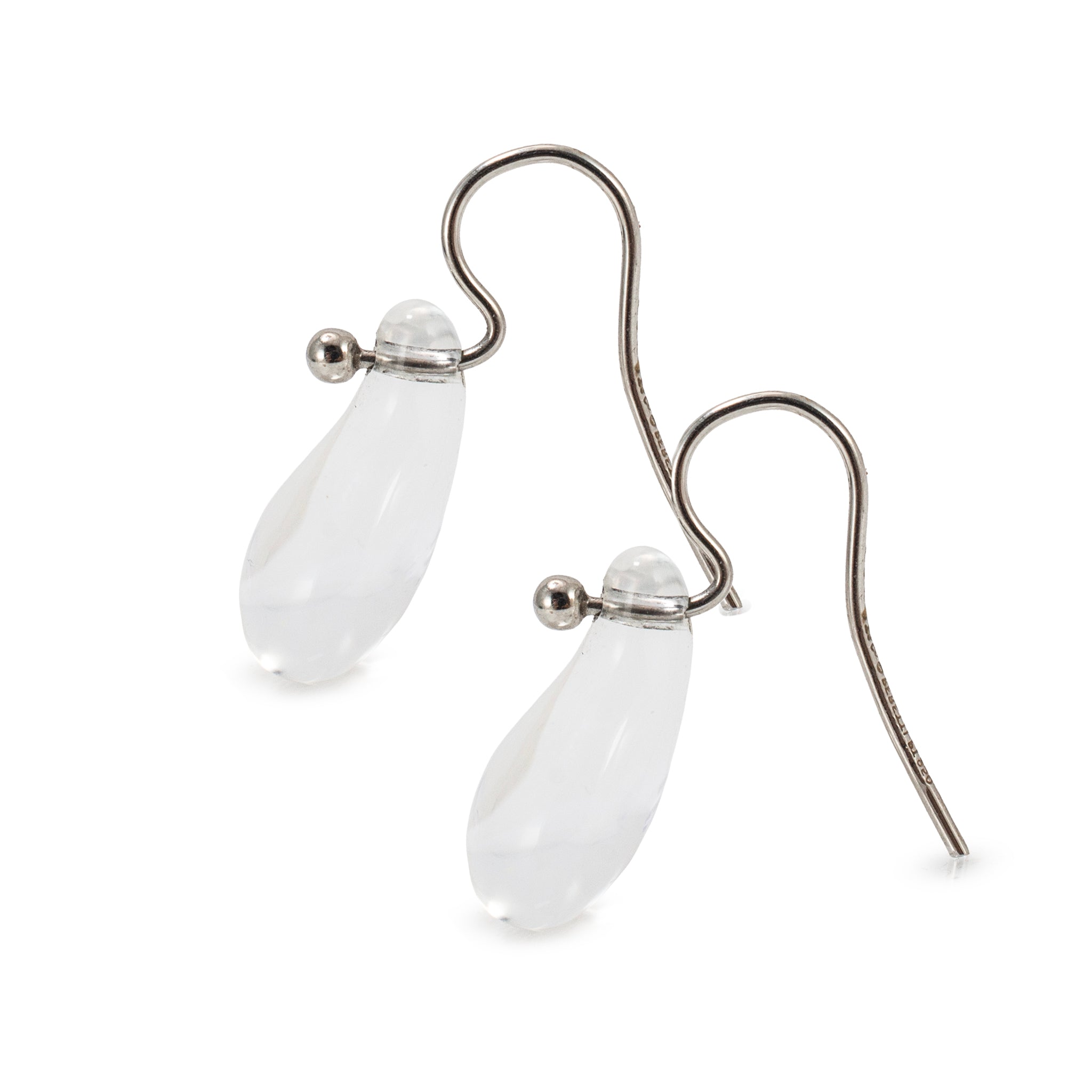 Tiffany & Co. Elsa Peretti Platinum Rock Crystal Teardrop Pierced Dangle Earring