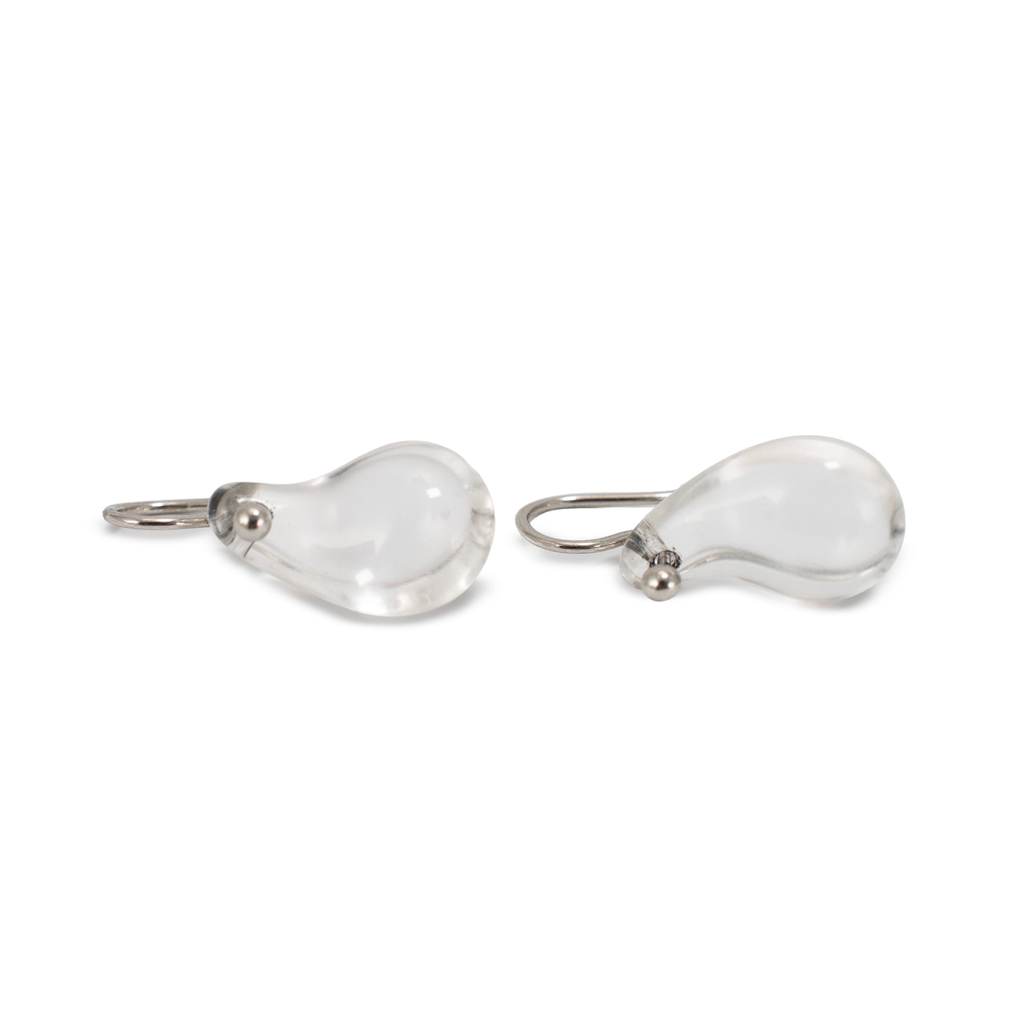 Tiffany & Co. Elsa Peretti Platinum Rock Crystal Teardrop Pierced Dangle Earring