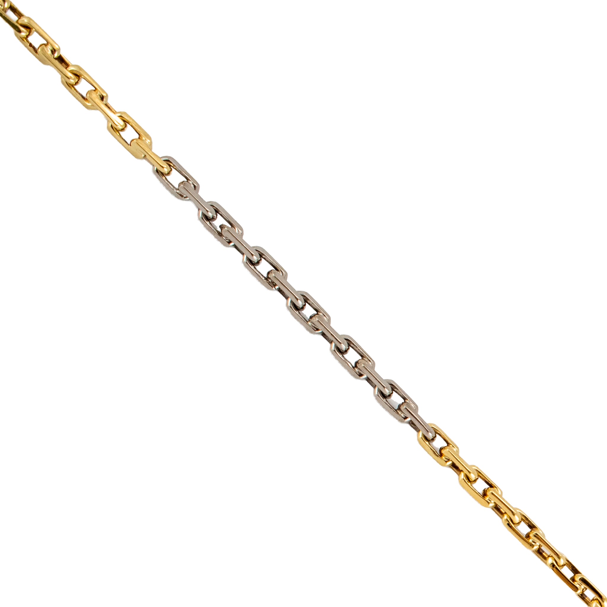 18K Yellow Gold & Sterling Silver Two Tone Choker Rolo Cable Link Chain Necklace