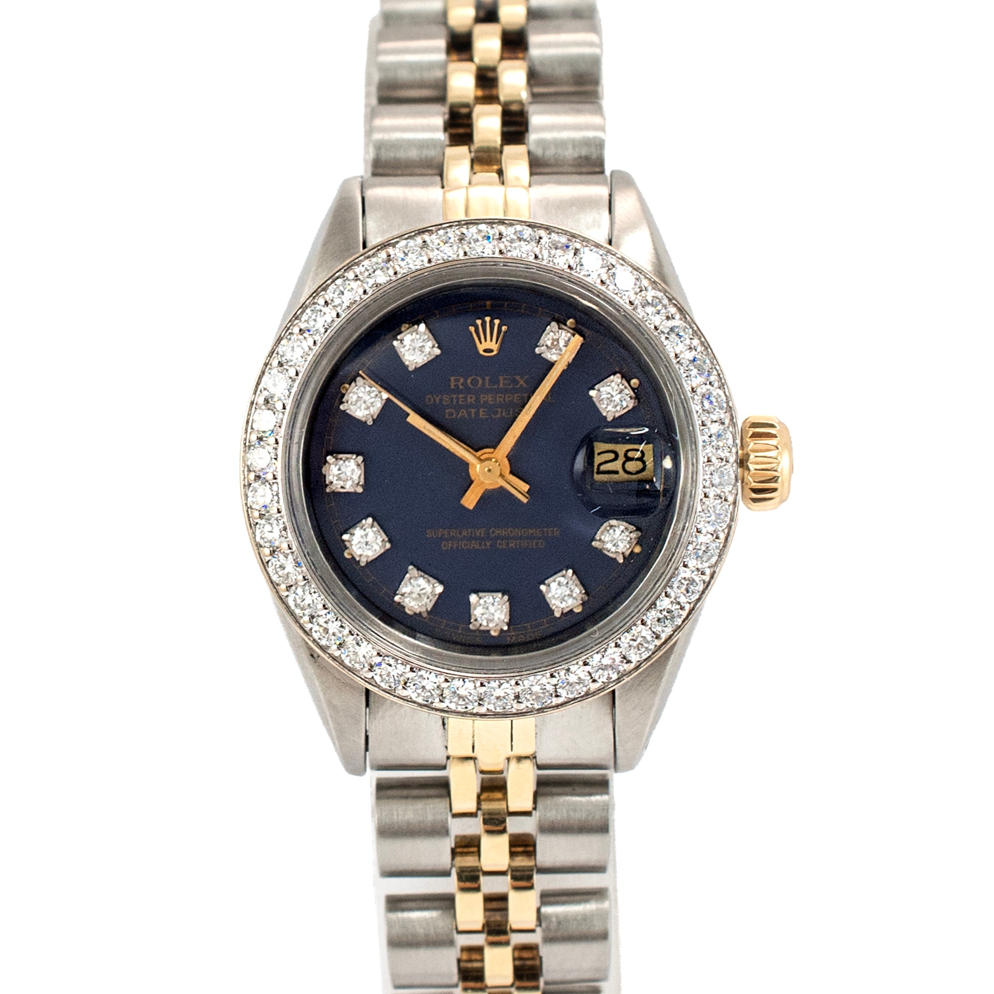 Ladies Rolex Oyster Perpetual Date 26MM 6917 Diamond Jubilee Gold Steel Watch